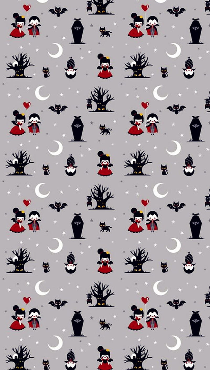 800x1407 Tiny Vampires, bats, cute, halloween, pattern, vampire, HD phone wallpaper