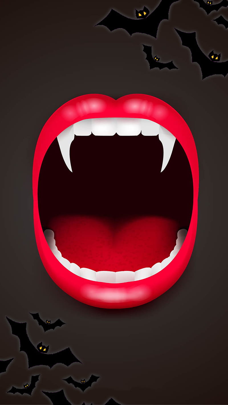 800x1422 Vampire, bat, fangs, halloween, hello, hi, holiday, mouth, teeth, vacations, HD phone wallpaper