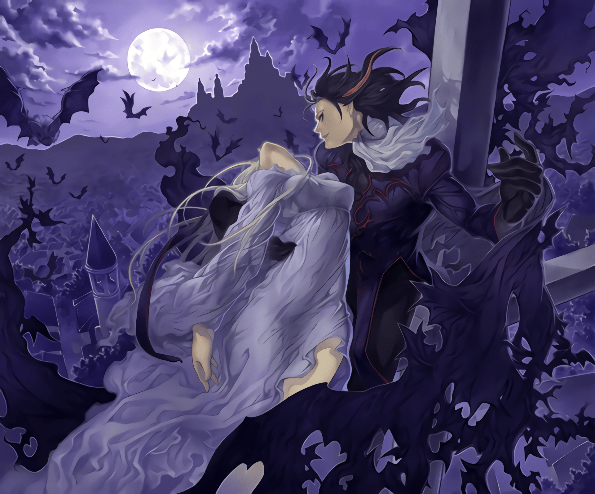 1920x1594 Vampire's Moonlit Dance: HD Fantasy Bat Realm Wallpaperx1992
