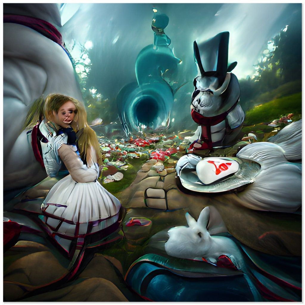 1024x1024 Follow The White Rabbit. Alice in Wonderland