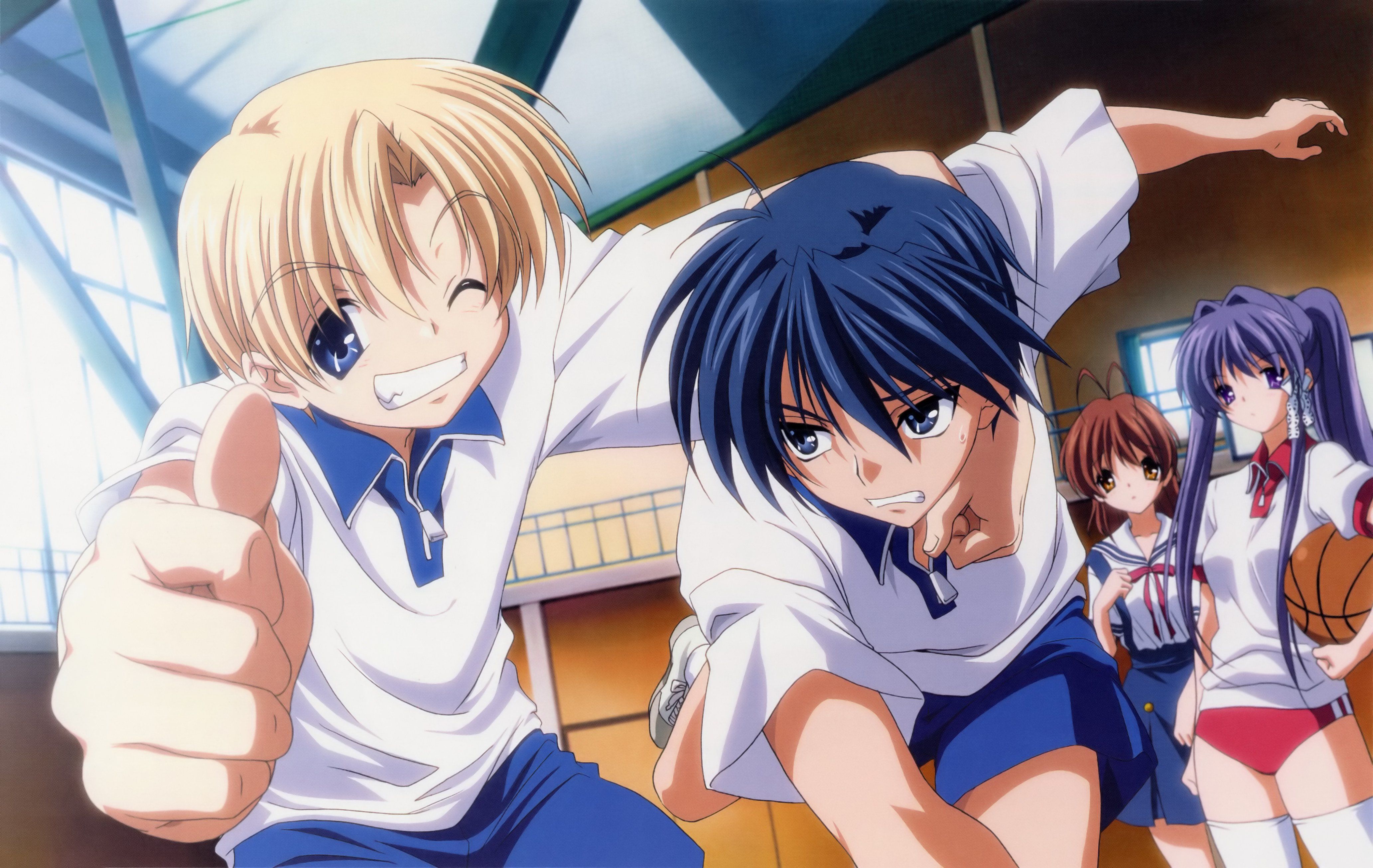 4129x2611 clannad, Okazaki, Tomoya, Sunohara, Yohei Wallpaper HD / Desktop and Mobile Background