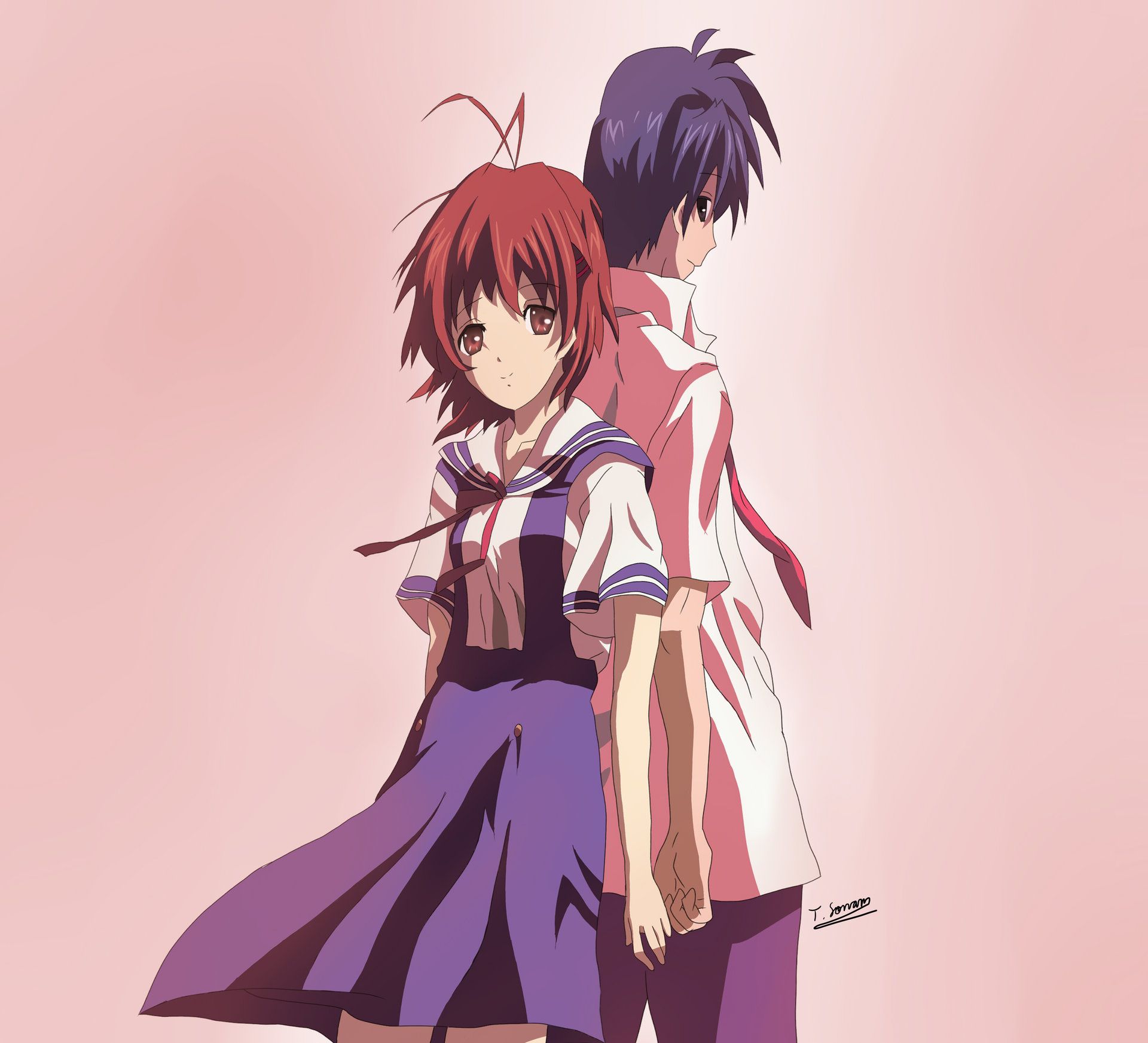 1920x1745 Clannad and Nagisa