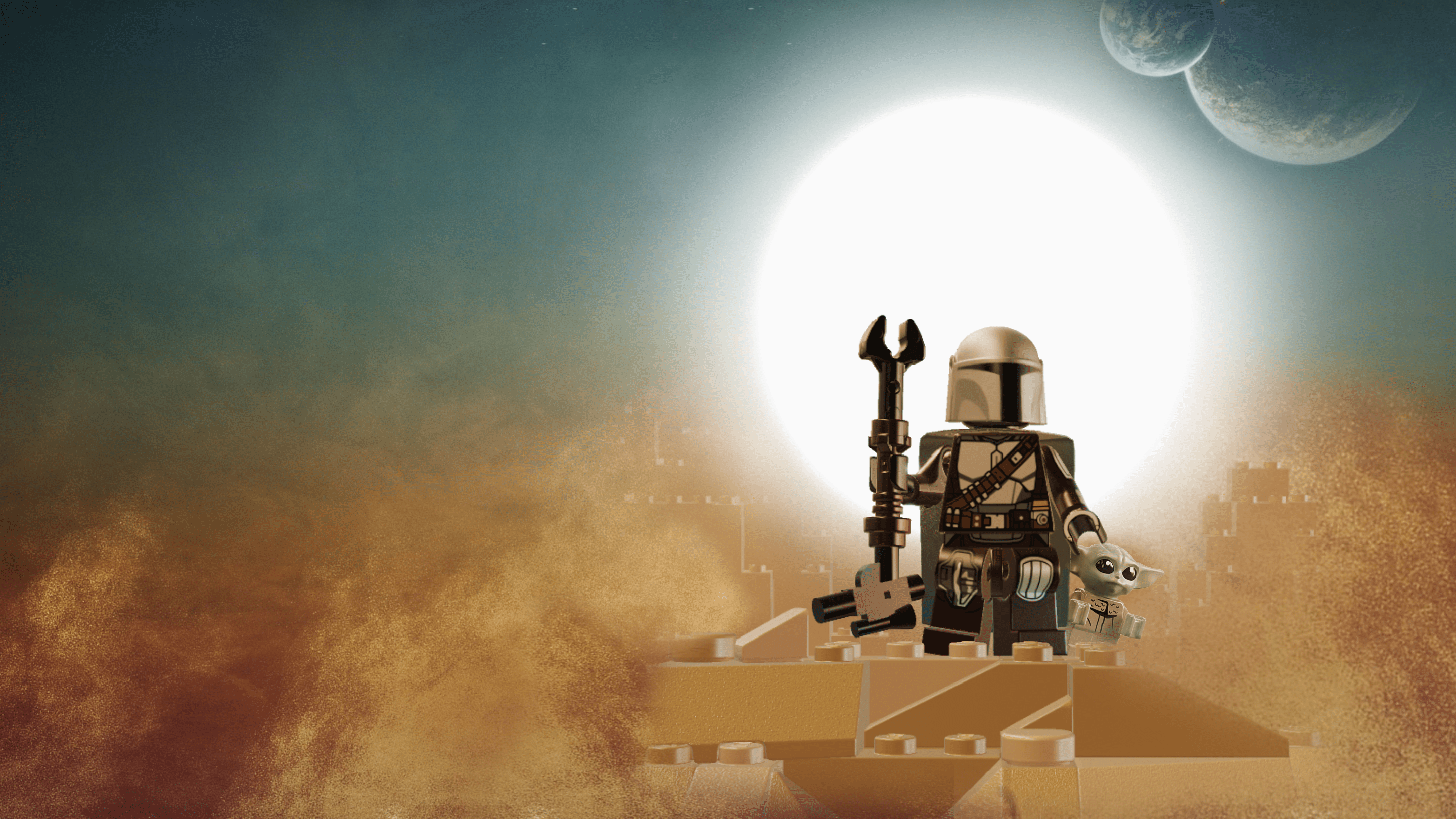 2880x1620 I made a Lego version of the Disney+ Mandalorian cover!
