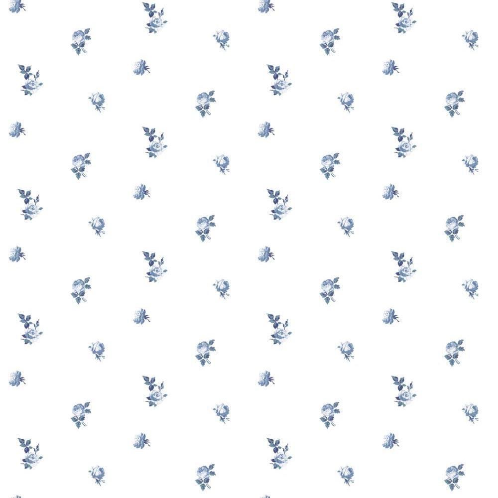 1000x1000 Porcelain Blue Floral Wallpaper by Mitchell Black, Repeat: 6 inches, Home Decor