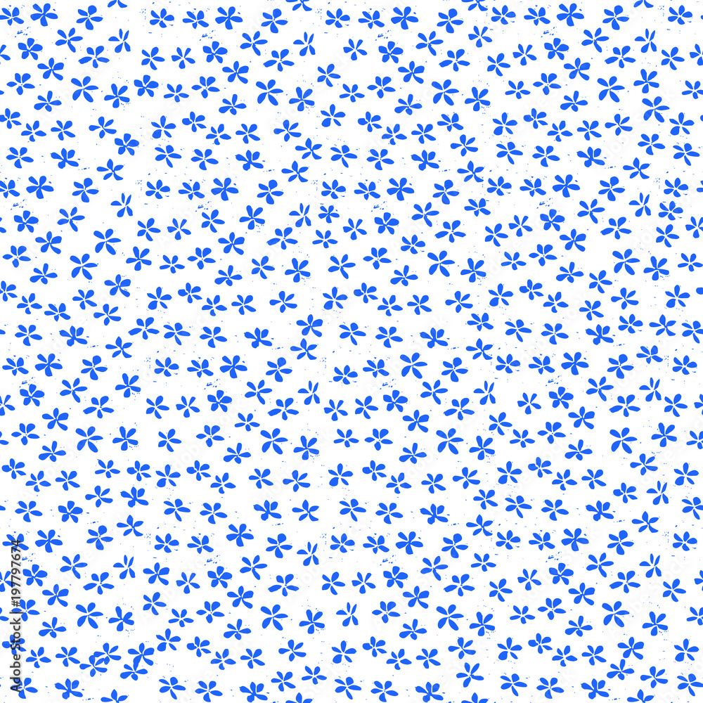 1000x1000 Floral spring seamless pattern. Tiny blue flowers on a white background. Vintage wallpaper, print for textiles. Stock Vector