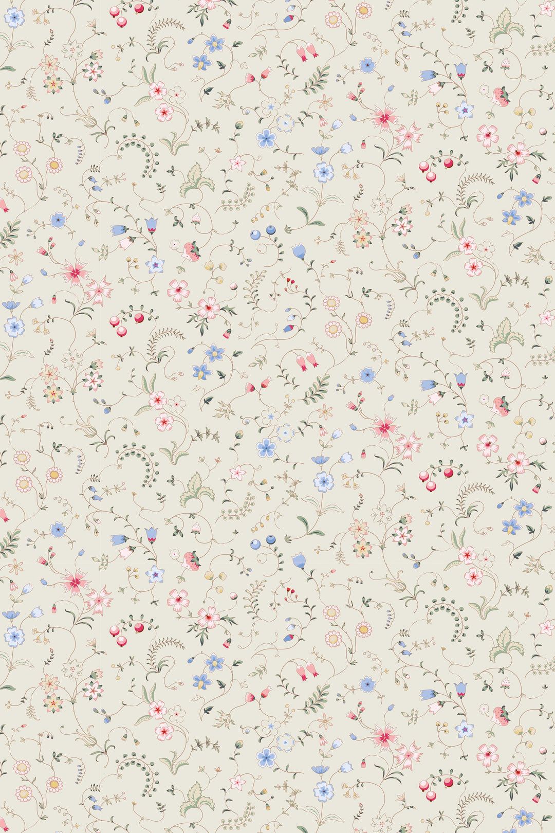 1080x1620 Tiny Wildflowers Wallpaper, Lait Background And Stick Wallpaper, Traditional Canvas 3683 Traditional Non Woven (Finland Paper) / 1 Roll: 2 Ft (