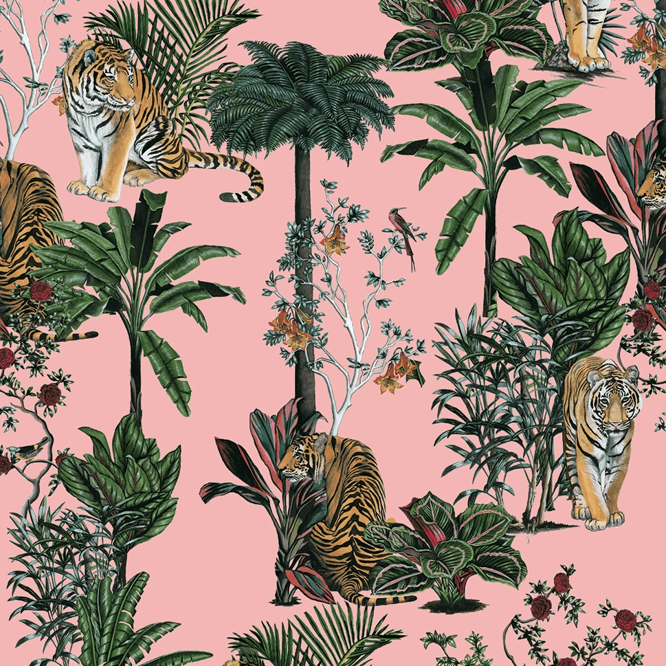 969x969 Tiger Tropics in Pink” wide by 6” high / Peel and Stick