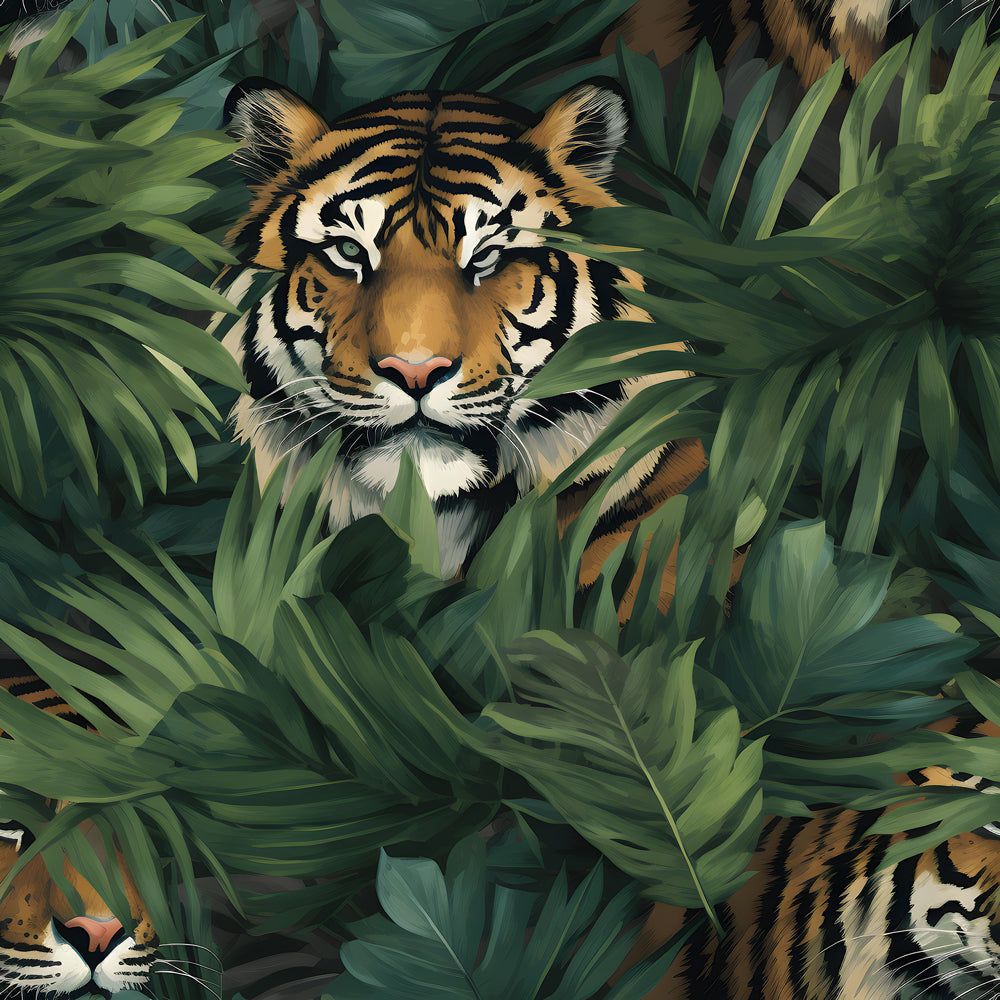 1000x1000 HaokHome Jungle Tiger Wallpaper for Kids' Rooms and Living Spaces