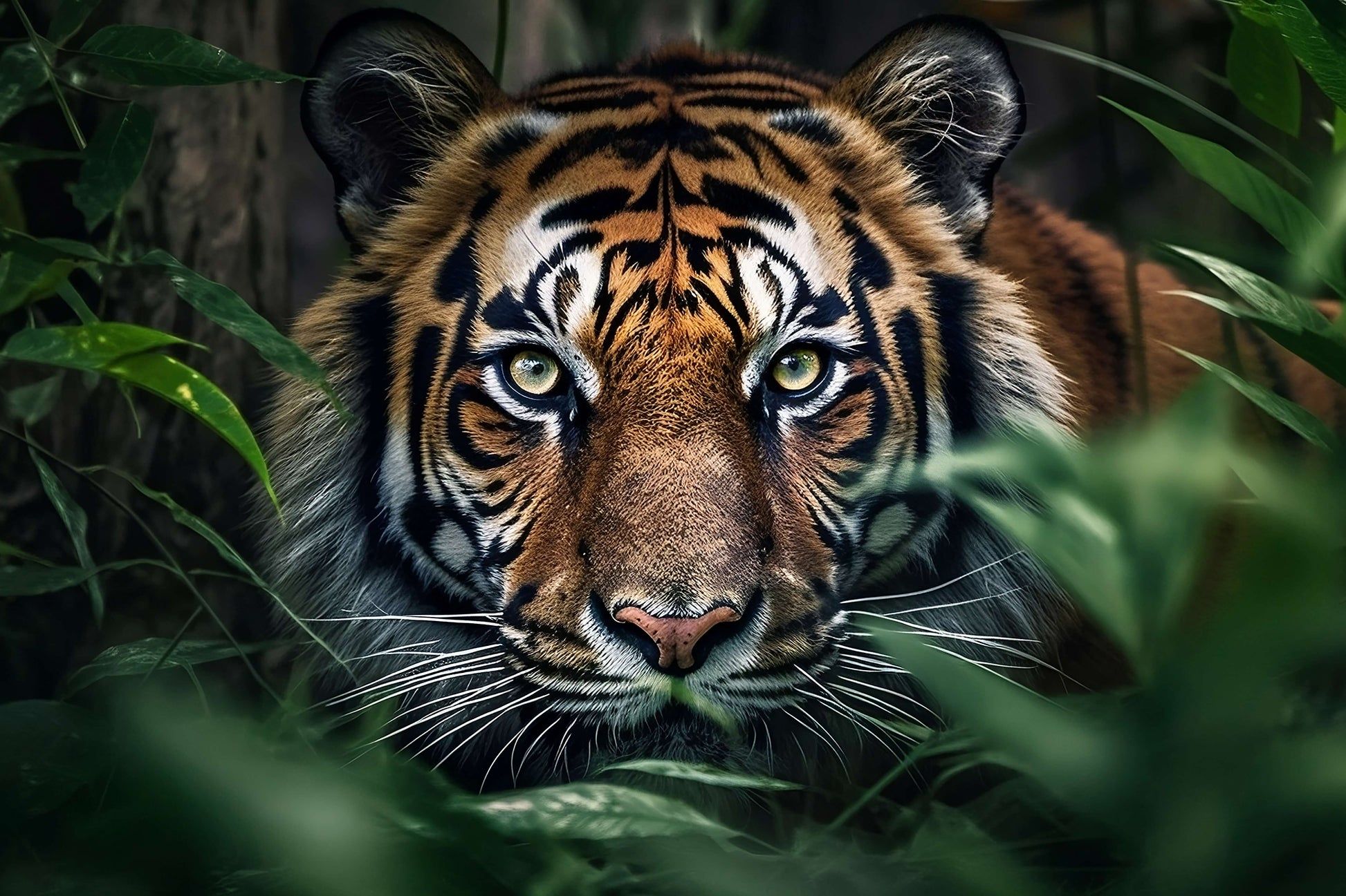 1946x1297 Fierce Tiger Roaming in the Jungle Wallpaper Mural