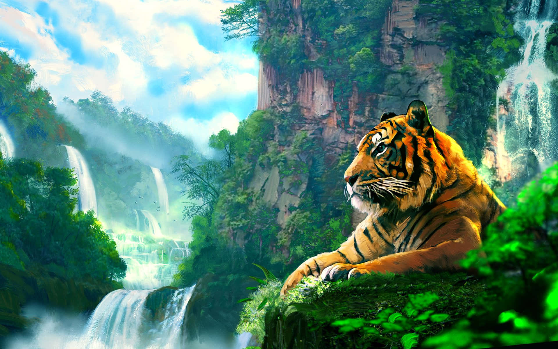 1920x1200 Tiger In Jungle Wallpaper