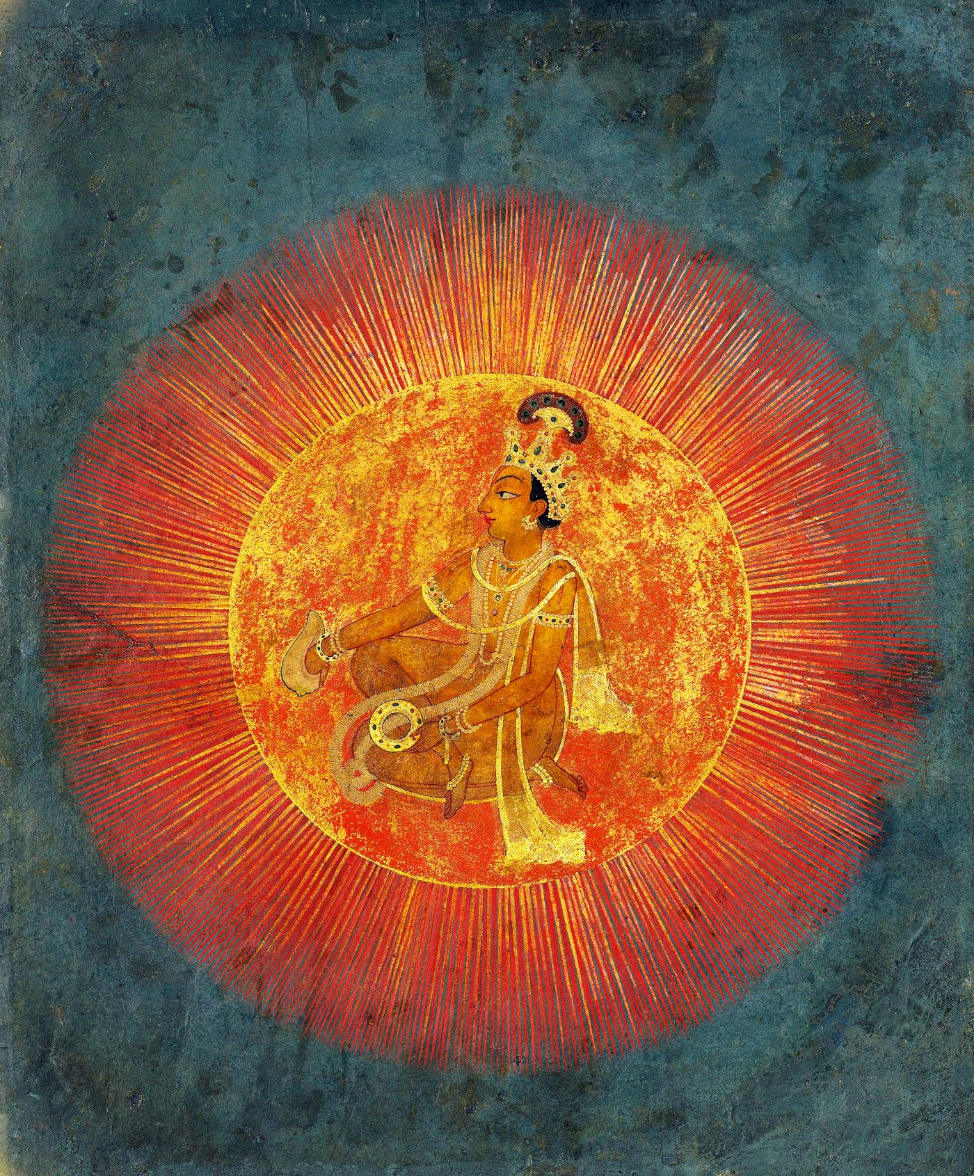 1400x1690 Surya Narayana (Sun God) Guler Century Vintage Indian Painting