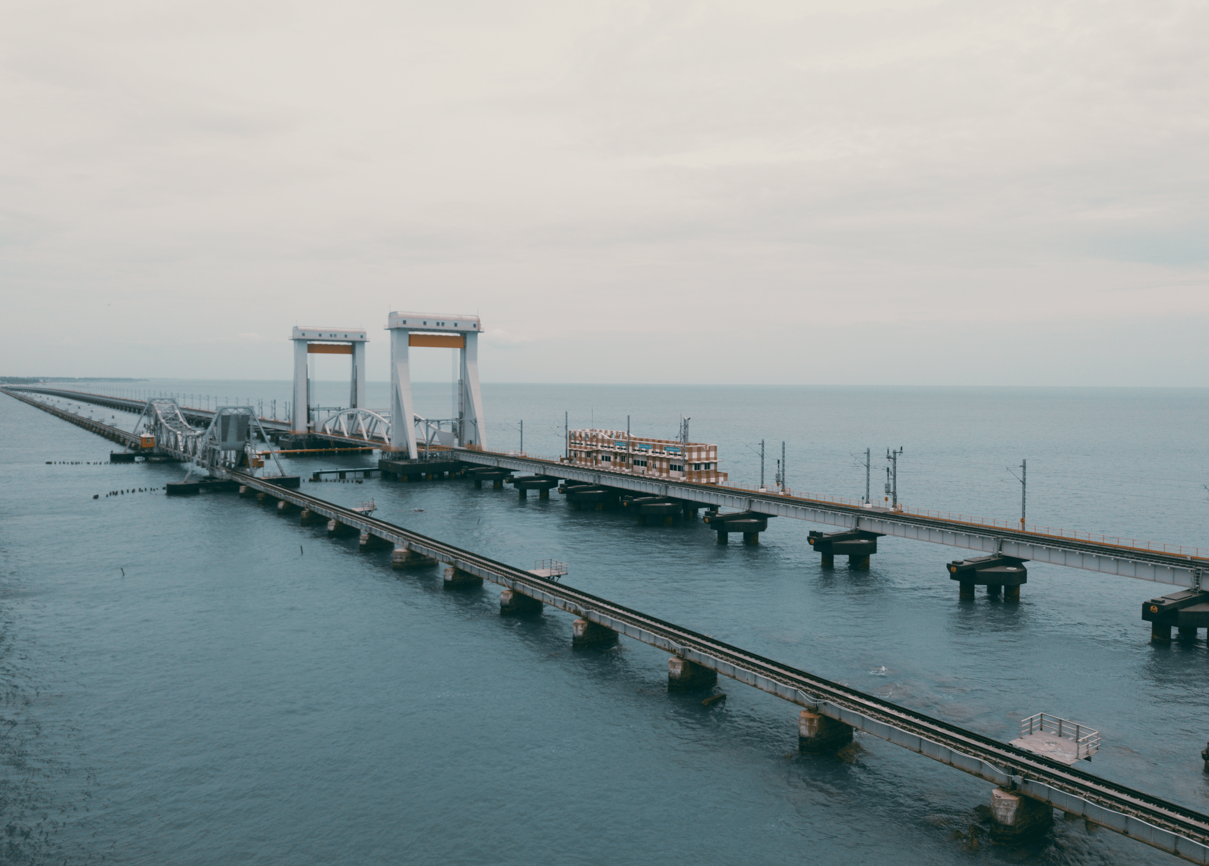 3870x2772 Aerial View of the Iconic Pamban Bridge · Free