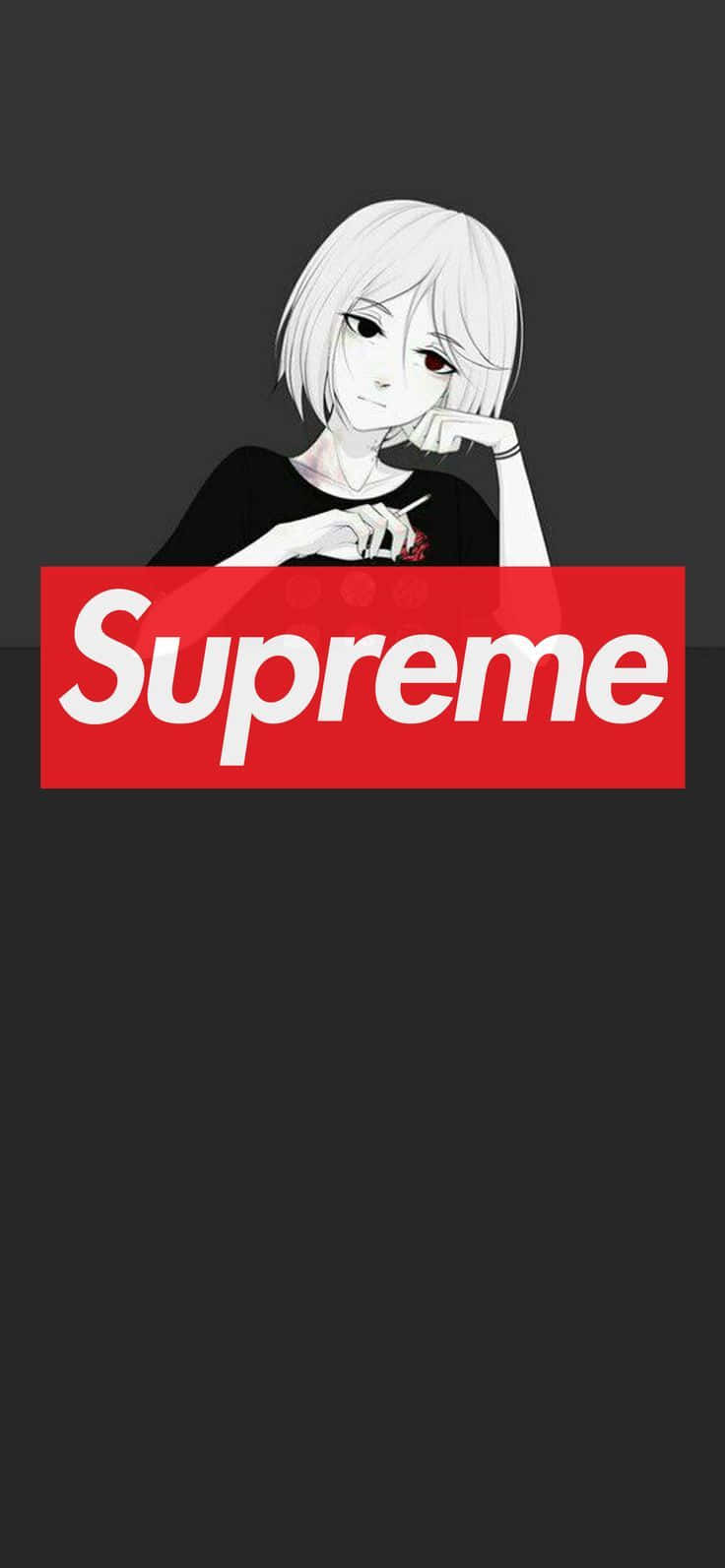 736x1593 Download Cool Supreme Anime Black And White Anime Girl Wallpaper