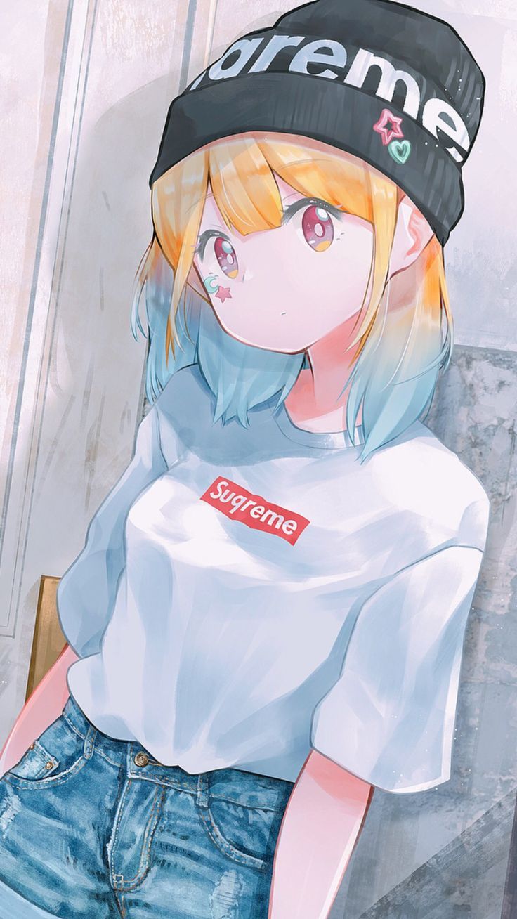736x1308 Anime streetwear wallpaper. Anime character wearing beanie, Supreme anime characters, Cool anime girls