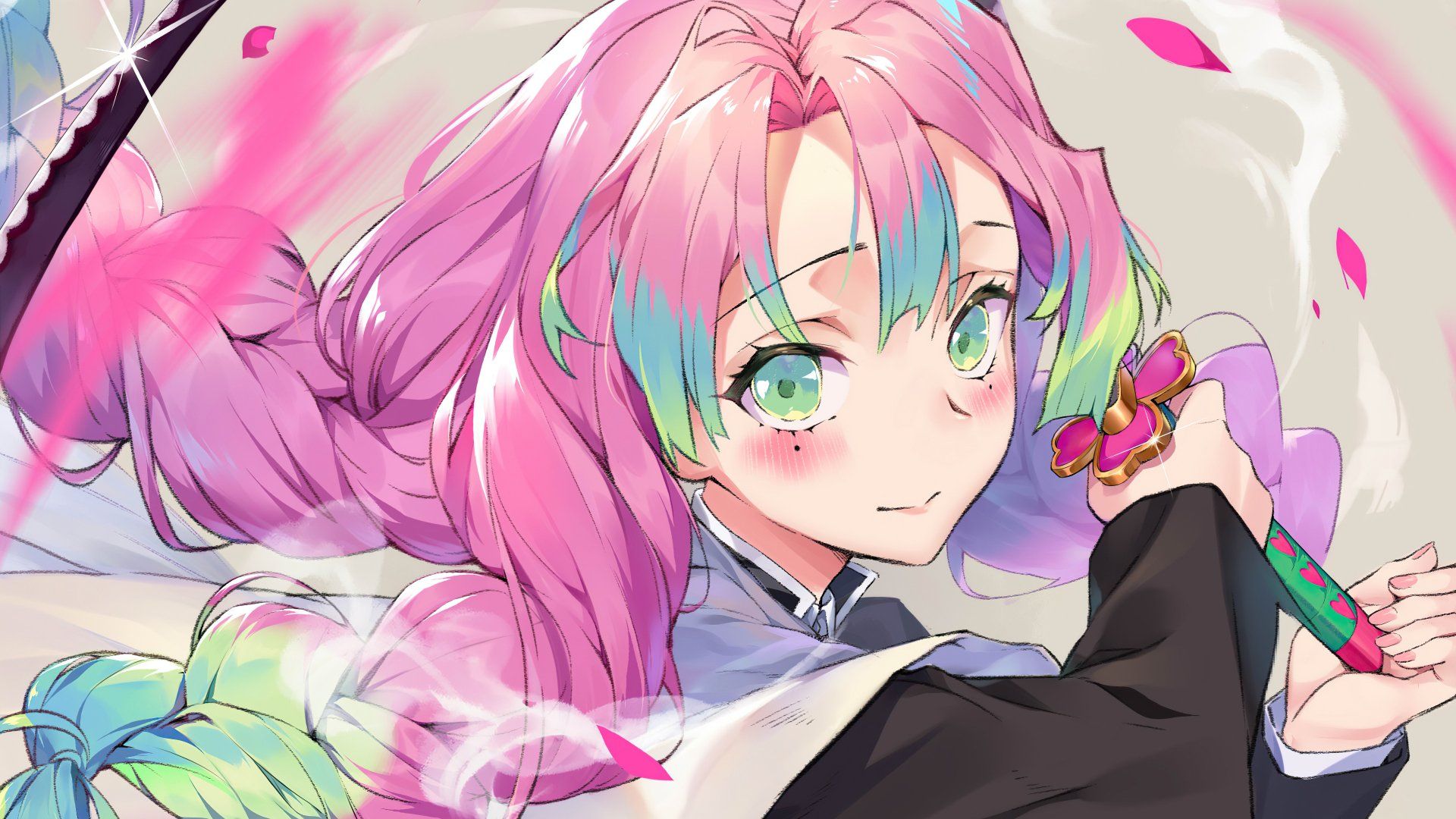 1920x1080 Mitsuri Kanroji in Vibrant 4K Slayer: Kimetsu no Yaiba Wallpaperx2160