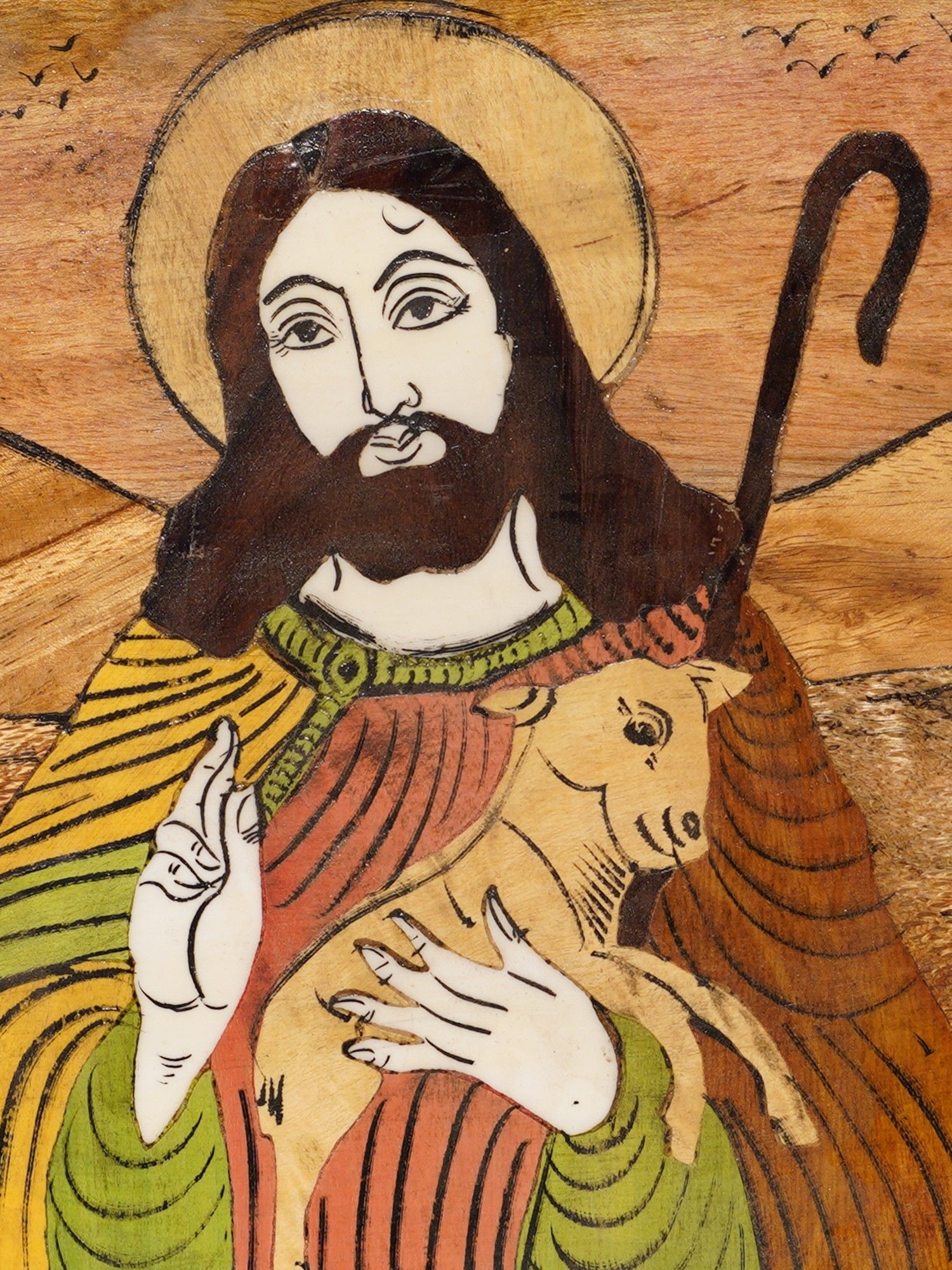 1500x2000 Jesus Christ Holding The Lamb. Rosewood Panel With Inlay Work. Exotic India Art