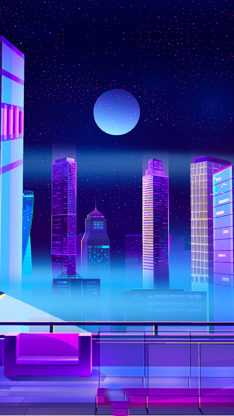 800x1419 City, neon, retro, HD phone wallpaper