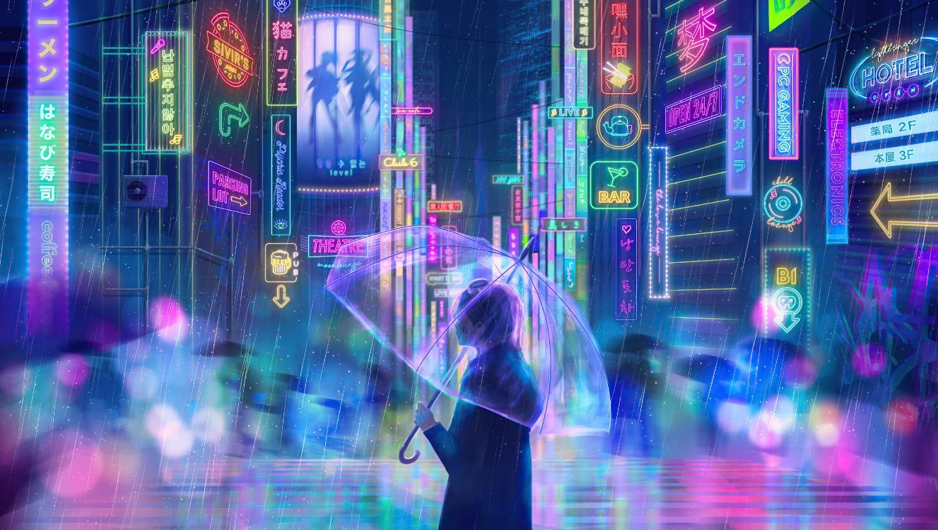 1327x750 Wallpaper Glowing With Neon, Background Free Image