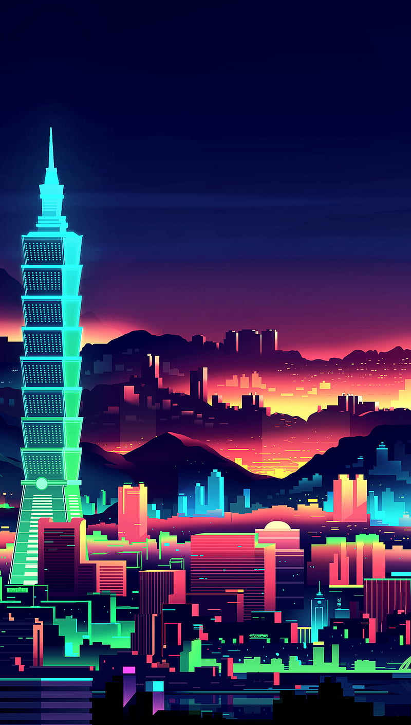 800x1410 Neon City, city, cool, neon, HD phone wallpaper