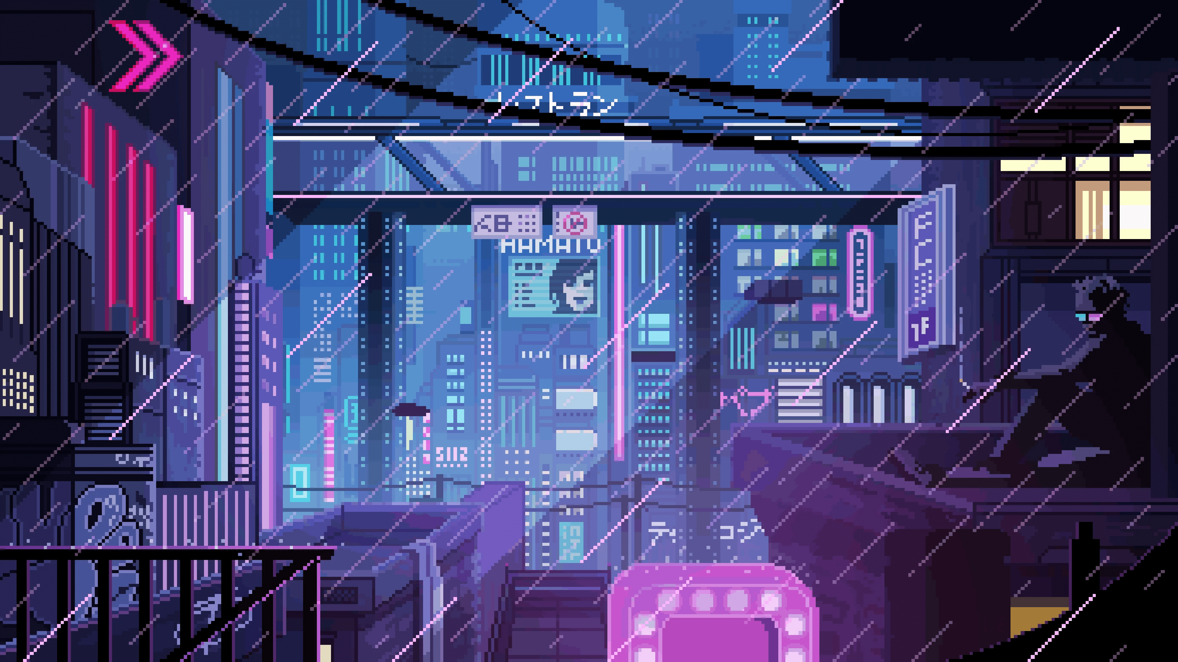 3840x2160 Neon City Pixel Art (3840x2160)