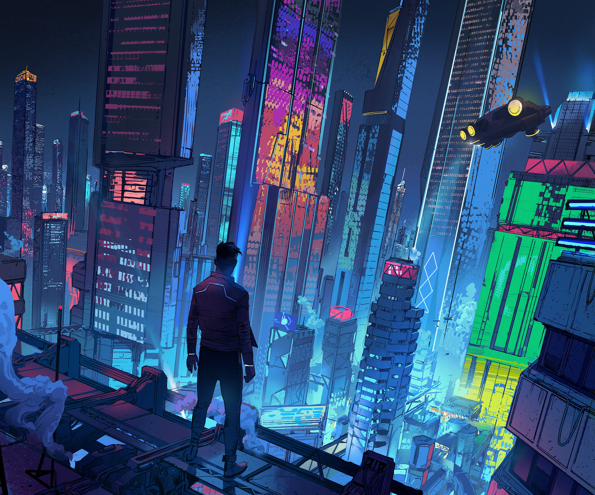 1920x1600 Cyberpunk HD Neon City Wallpaper, HD Artist 4K Wallpaper, Image and Background