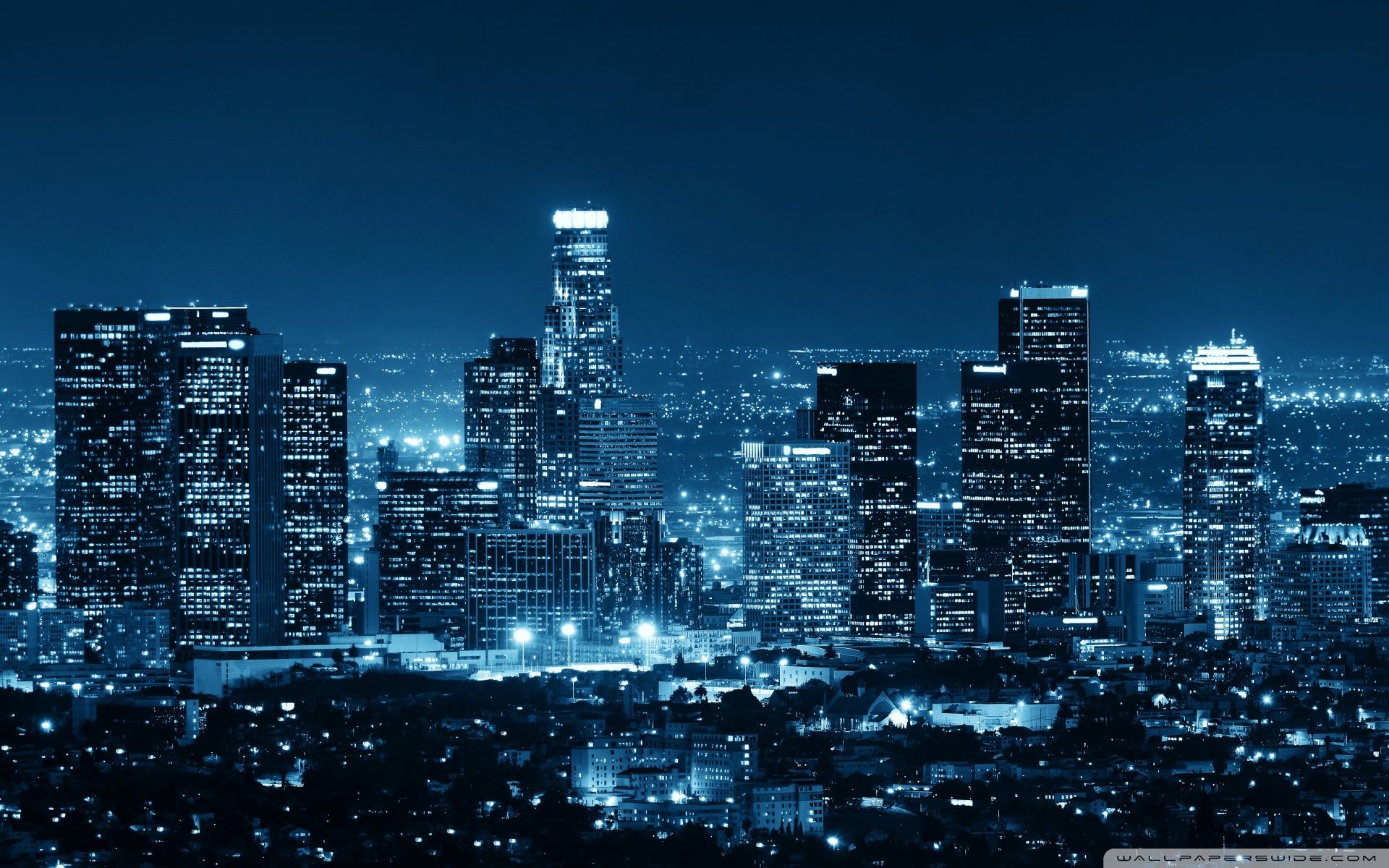 1920x1200 Blue City Night Lights 4K UHD Wallpaper for UltraHD Desktop and TV : Widescreen and UltraWide Display : Dual and Triple Monitor : Smartphone and Tablet Devices