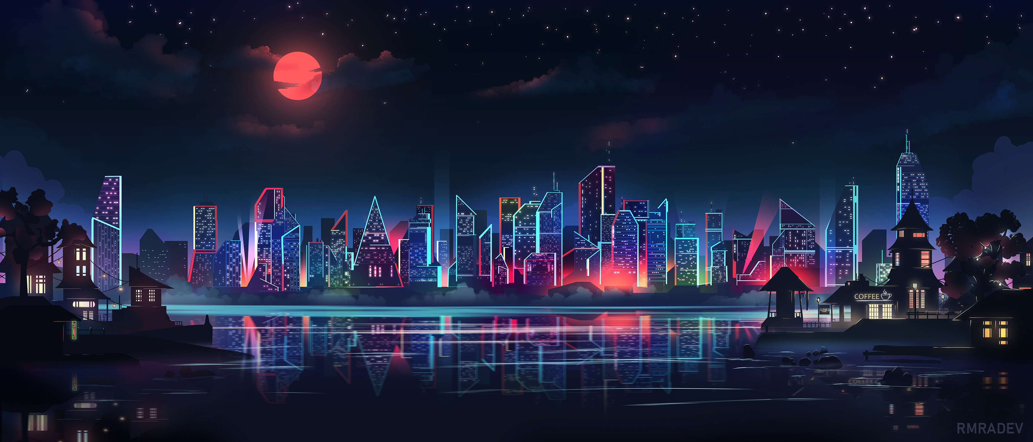 3500x1500 City HD Cybercity Neon 2023 Illustration Wallpaper, HD Artist 4K Wallpaper, Image and Background