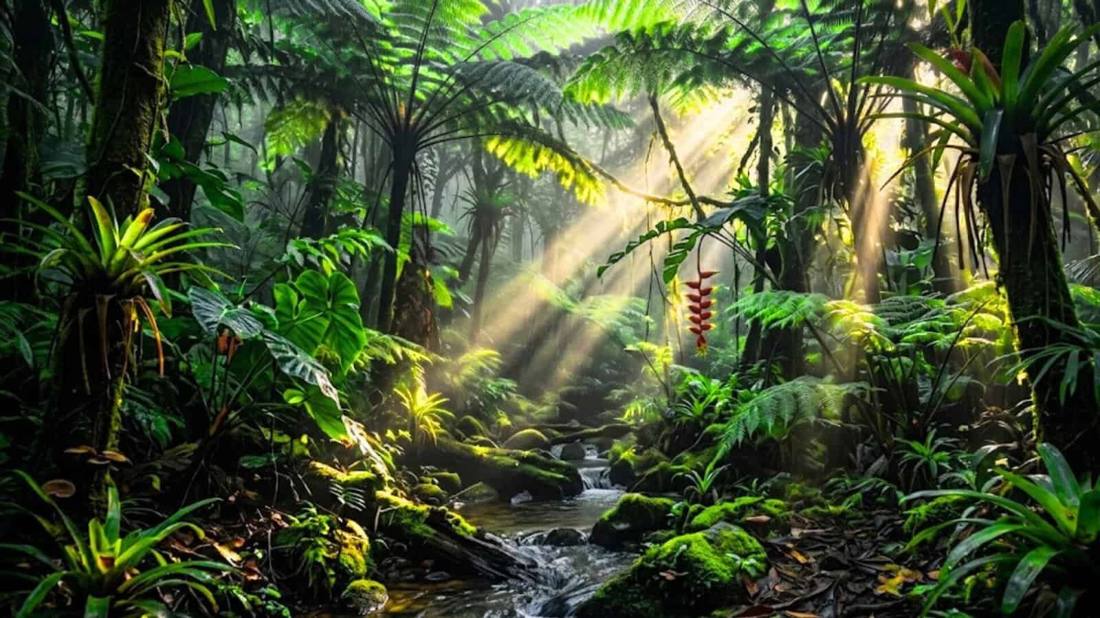 1600x900 Dense Tropical Rainforest Stock Image