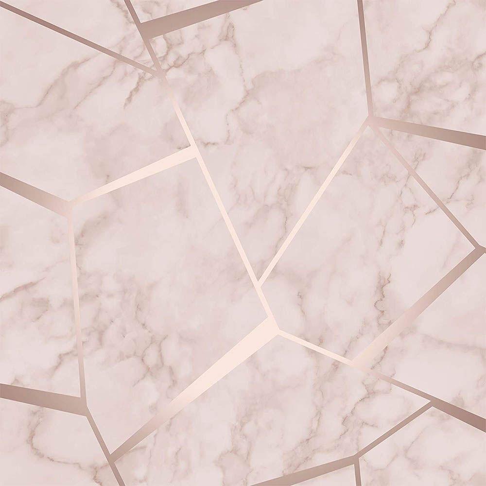 1000x1000 Fine Decor Marblesque Fractal Rose Gold Metallic Wallpaper