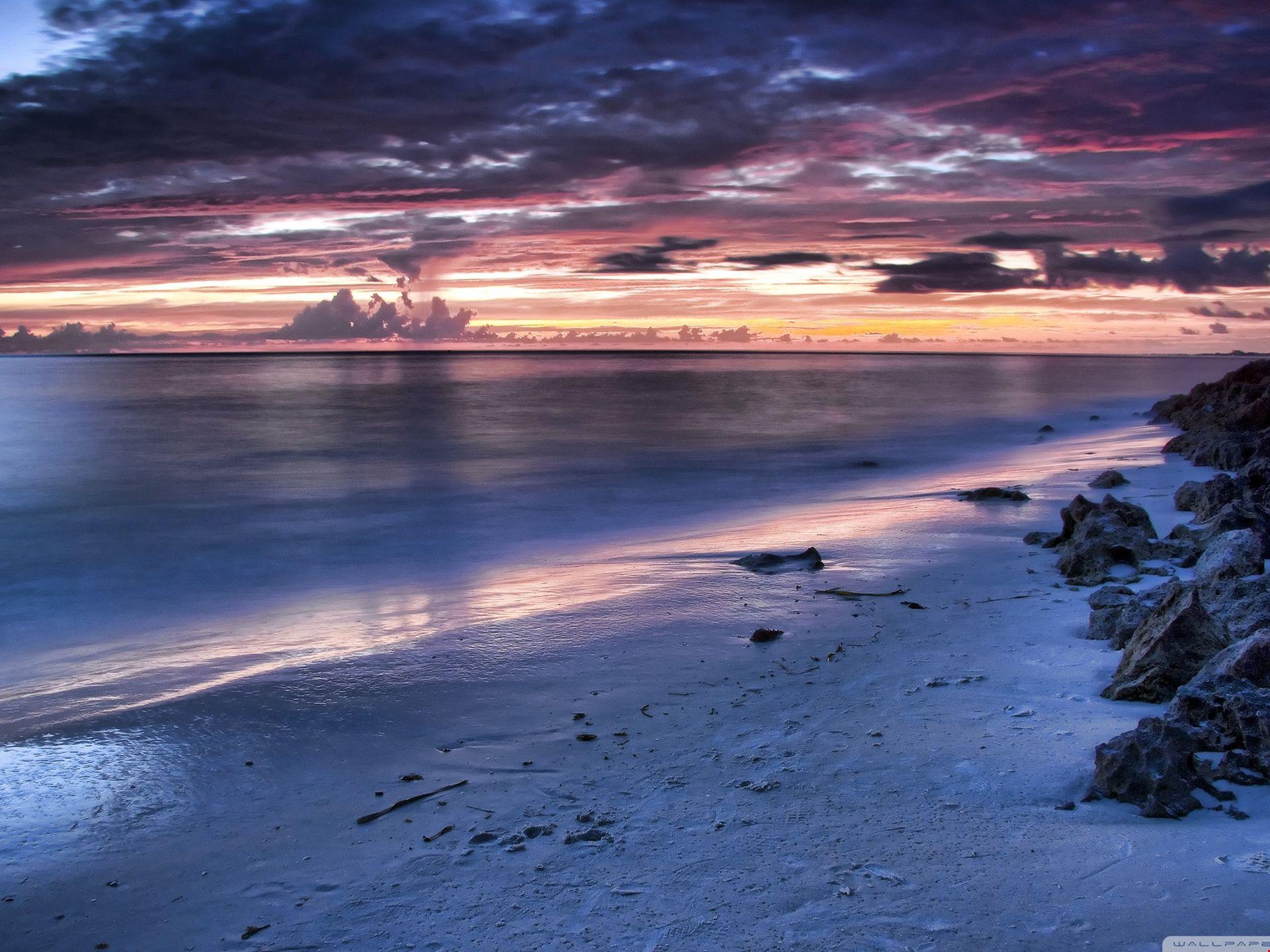 1920x1440 2k Beautiful Beach Sunset Background. HD Wallpaper 5k