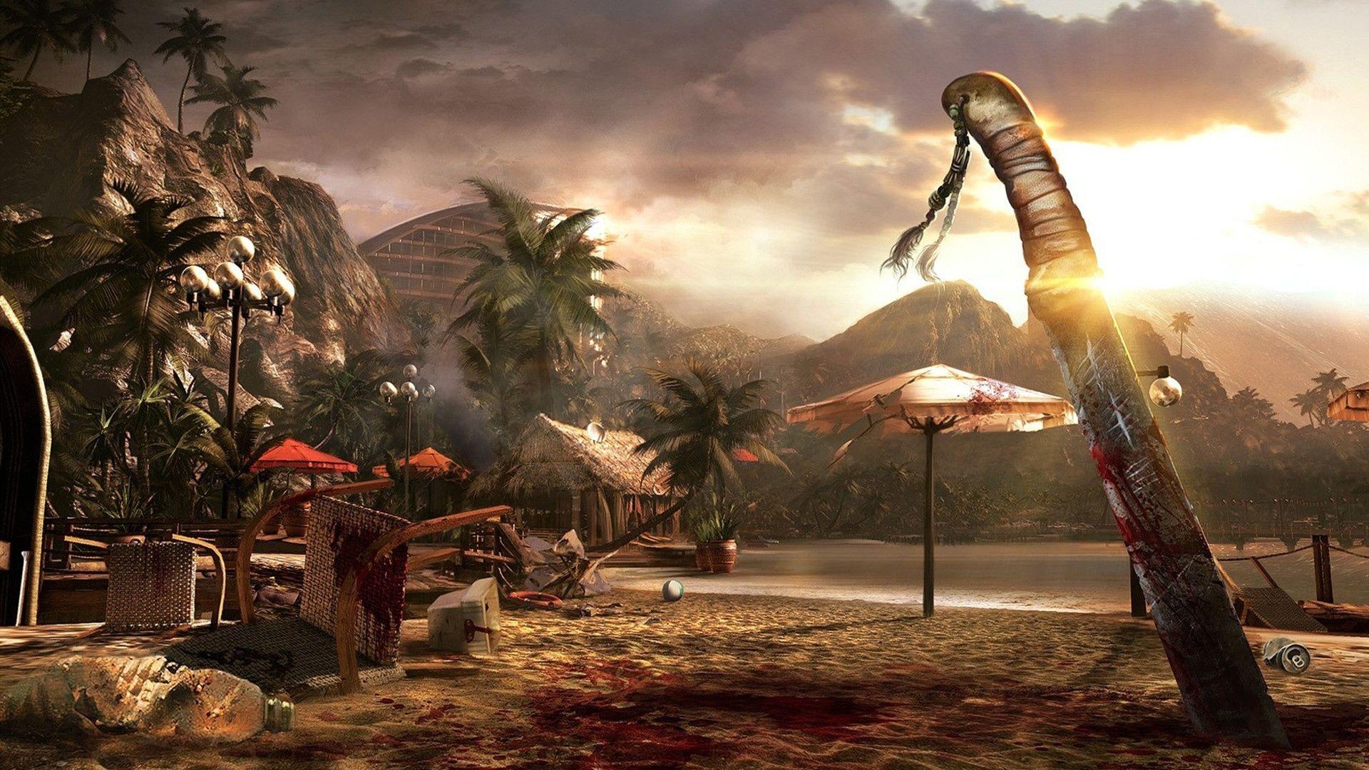 1920x1080 Download Wallpaper 1920x1080 dead island, knife, blood, sunset, sand Full HD 1080p HD Background