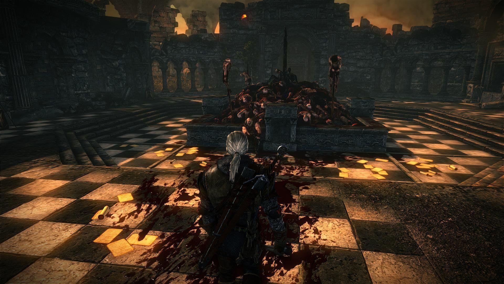 1920x1080 The Witcher 2 Assassins of Kings Geralt Letho dead bodies blood wallpaperx1080