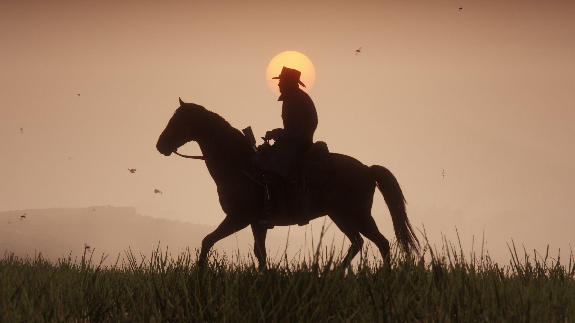 1920x1080 Desktop wallpaper red dead redemption video game, horse ride, sunset, HD image, picture, background, 36f13e