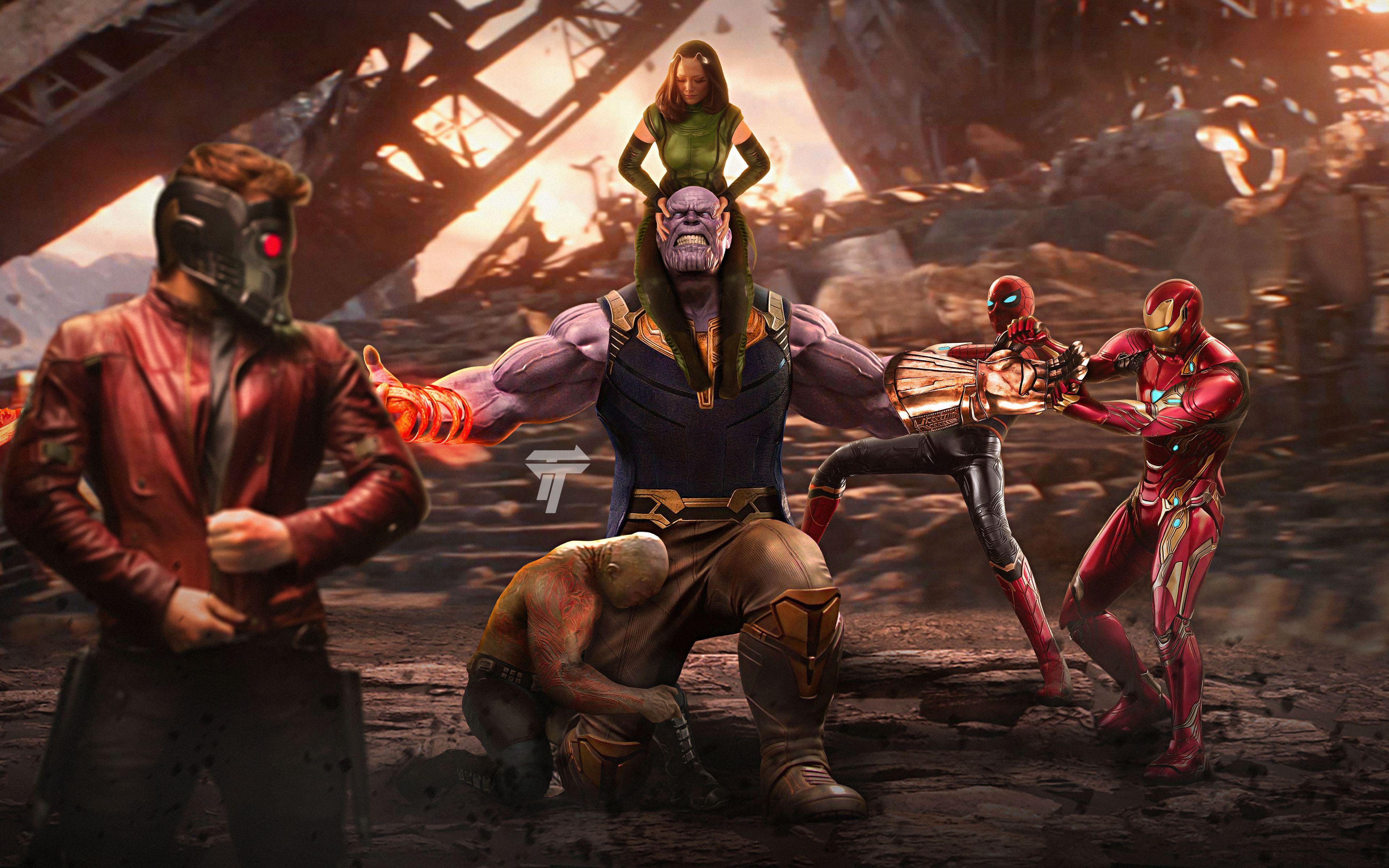 3840x2400 Thanos Vs Avengers, Movie, Artwork, Wallpaper Infinity War Iron Man Vs Thanos Wallpaper & Background Download