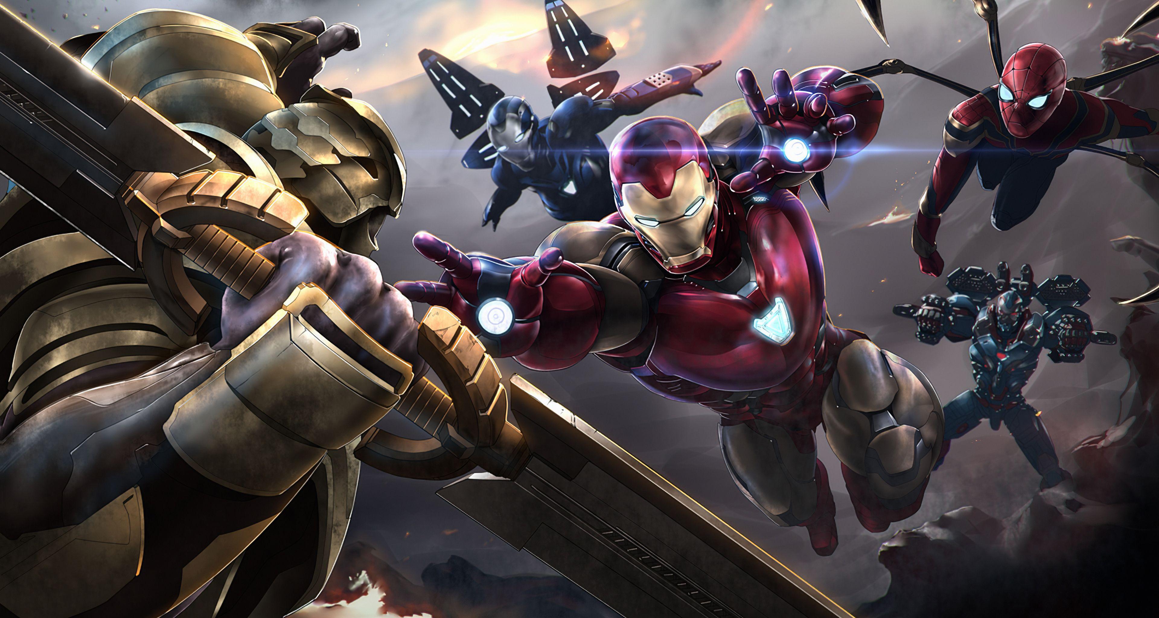 3840x2049 Thanos Vs Iron Man Team, HD Superheroes, 4k Wallpaper, Image, Background, Photo and Picture