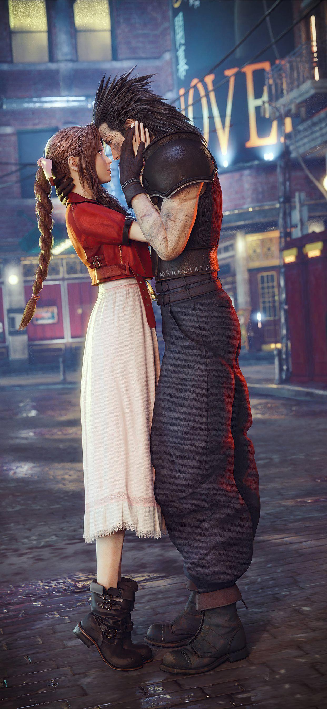 1242x2688 aerith gainsborough and cloud strife final fantasy. iPhone 11 Wallpaper Free Download
