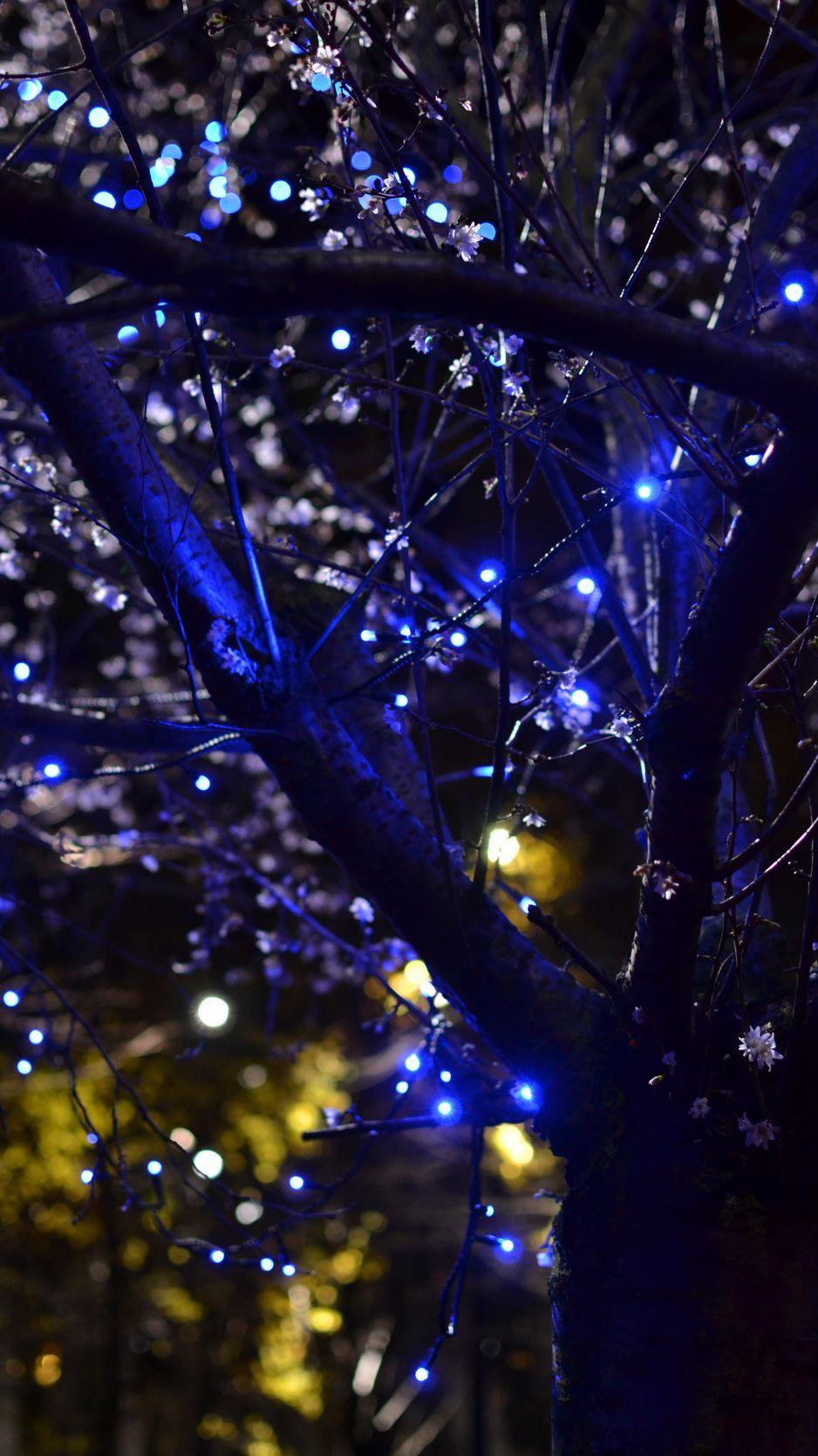 938x1668 Download Wallpaper 938x1668 Trees, Garlands, Flowers, Lights, Illumination Iphone 8 7 6s 6 For Parallax HD Background