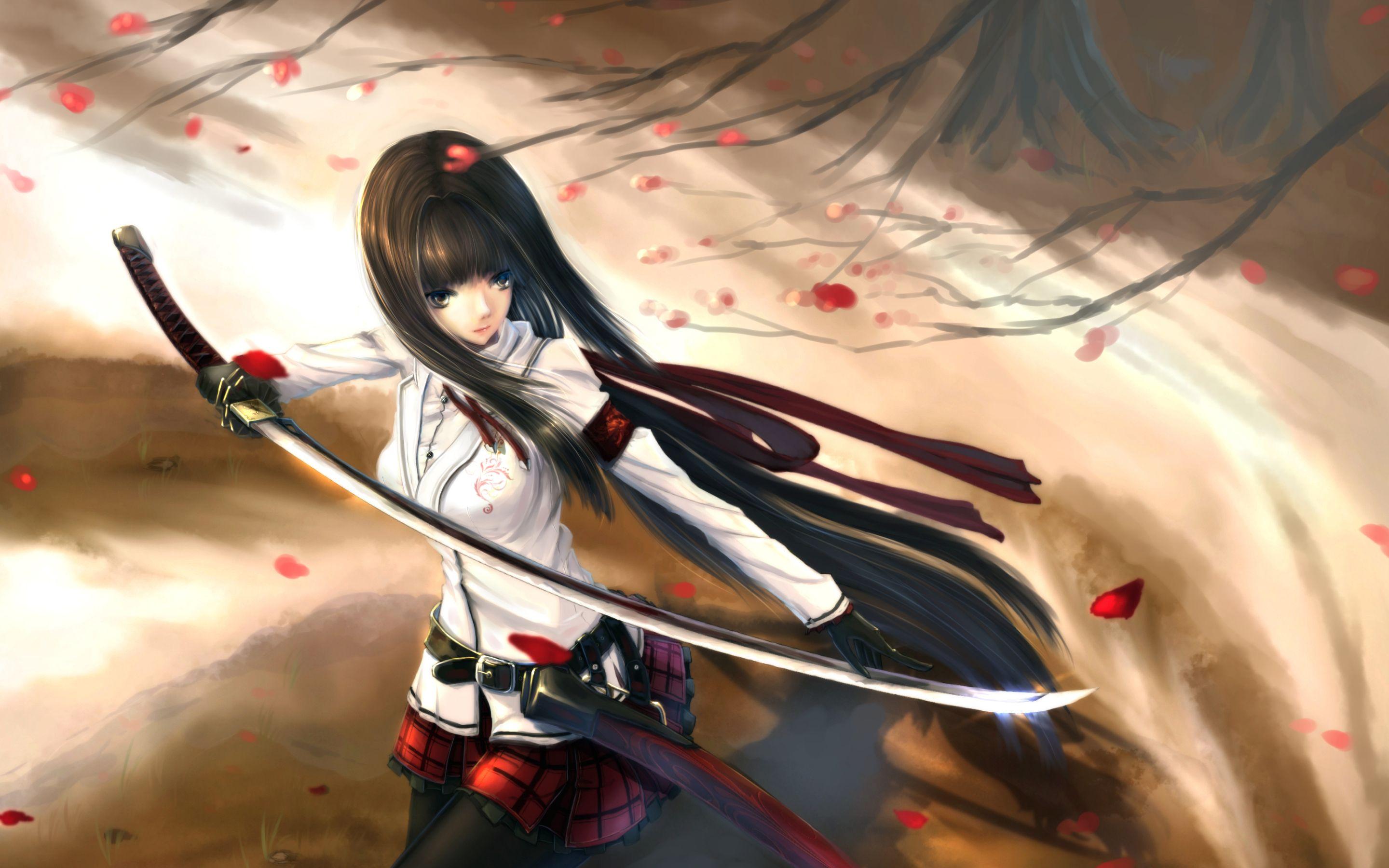 2880x1800 kikivi, girl, sword Macbook Pro Retina Wallpaper, HD Anime 4K Wallpaper, Image, Photo and Background