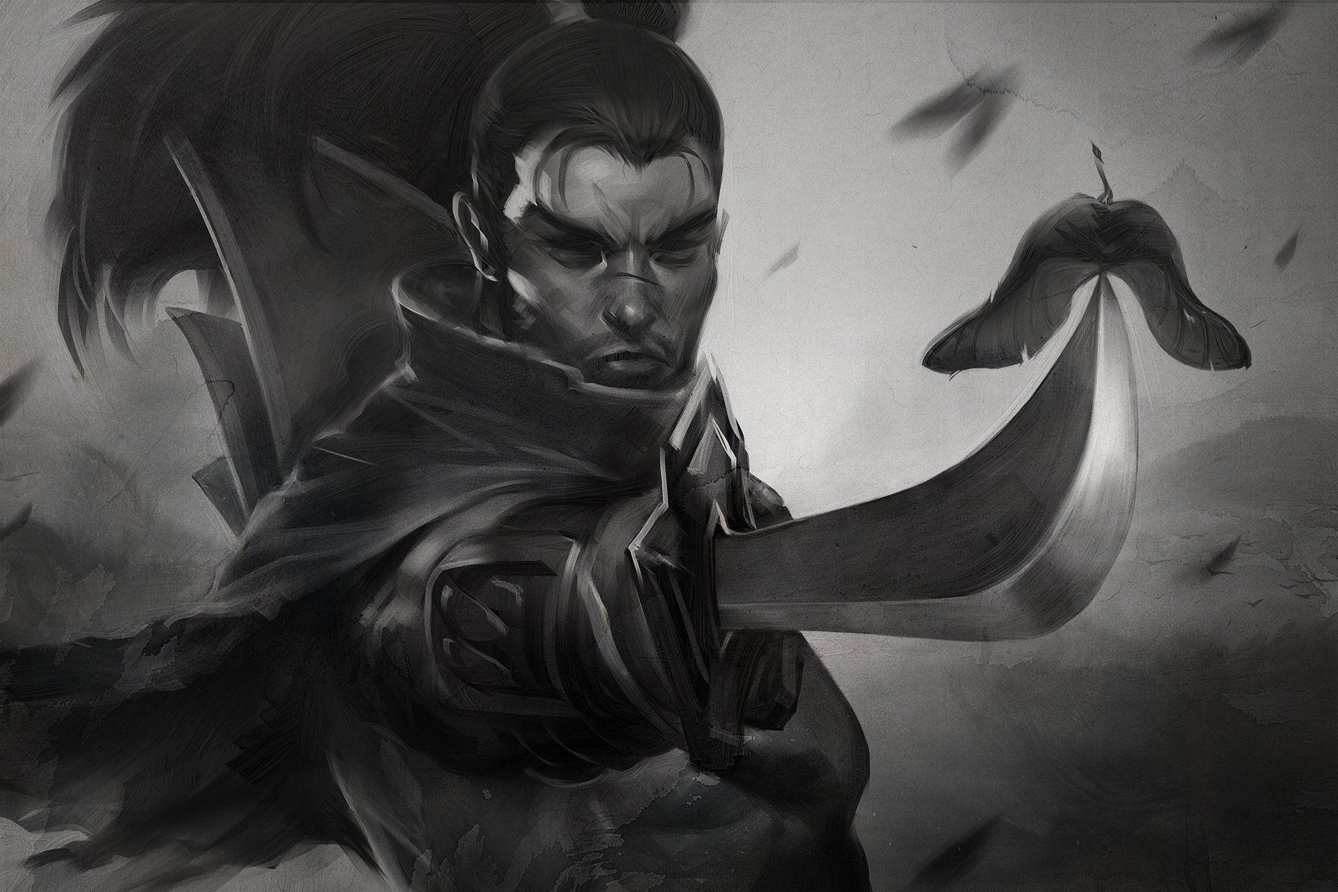 1920x1280 Drawing warrior sword Yasuo samurai wallpaperx1280