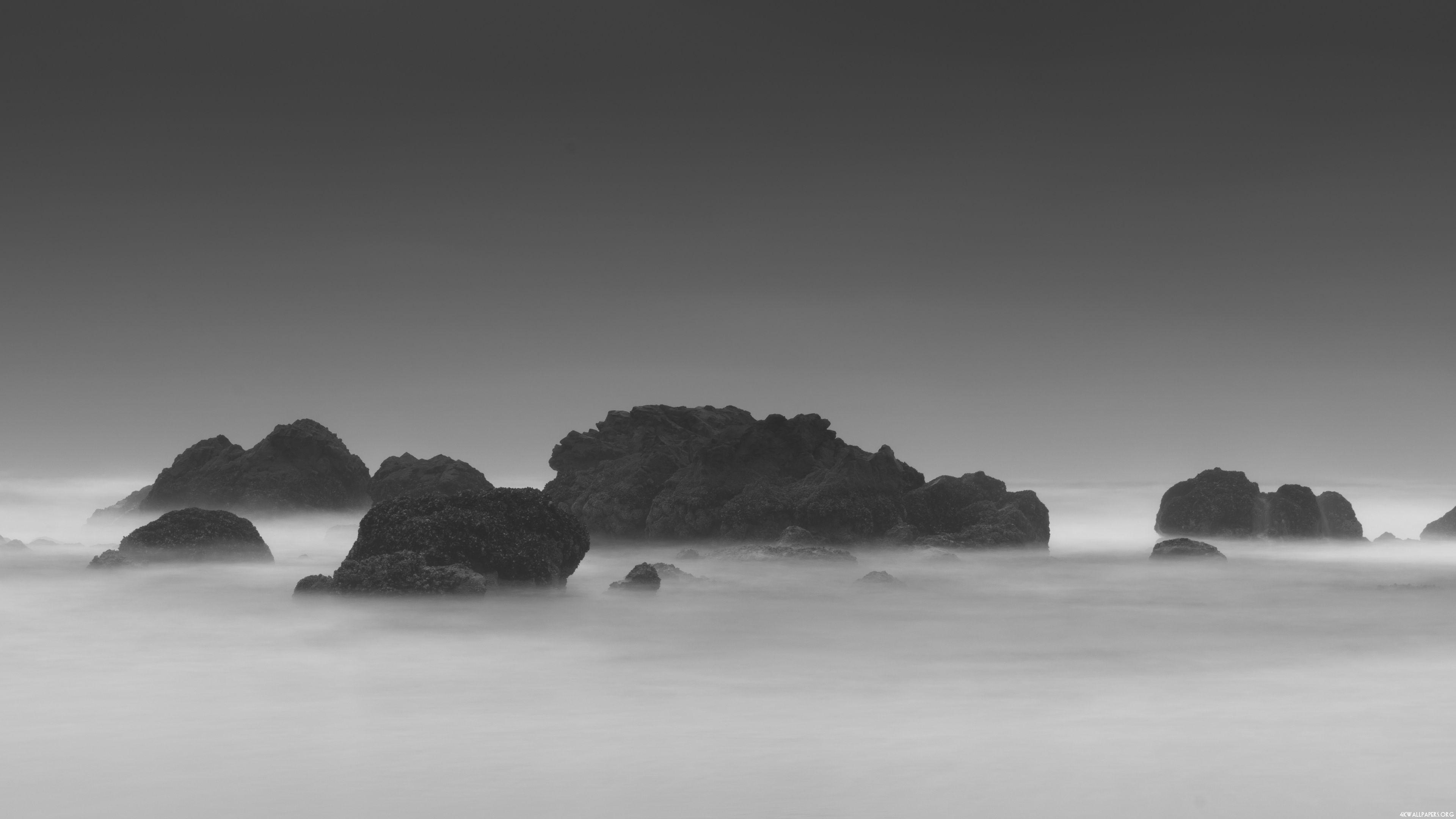 3840x2160 Desktop Wallpaper 4k Resolution Black And White Sea With Rocks Wallpaper & Background Download