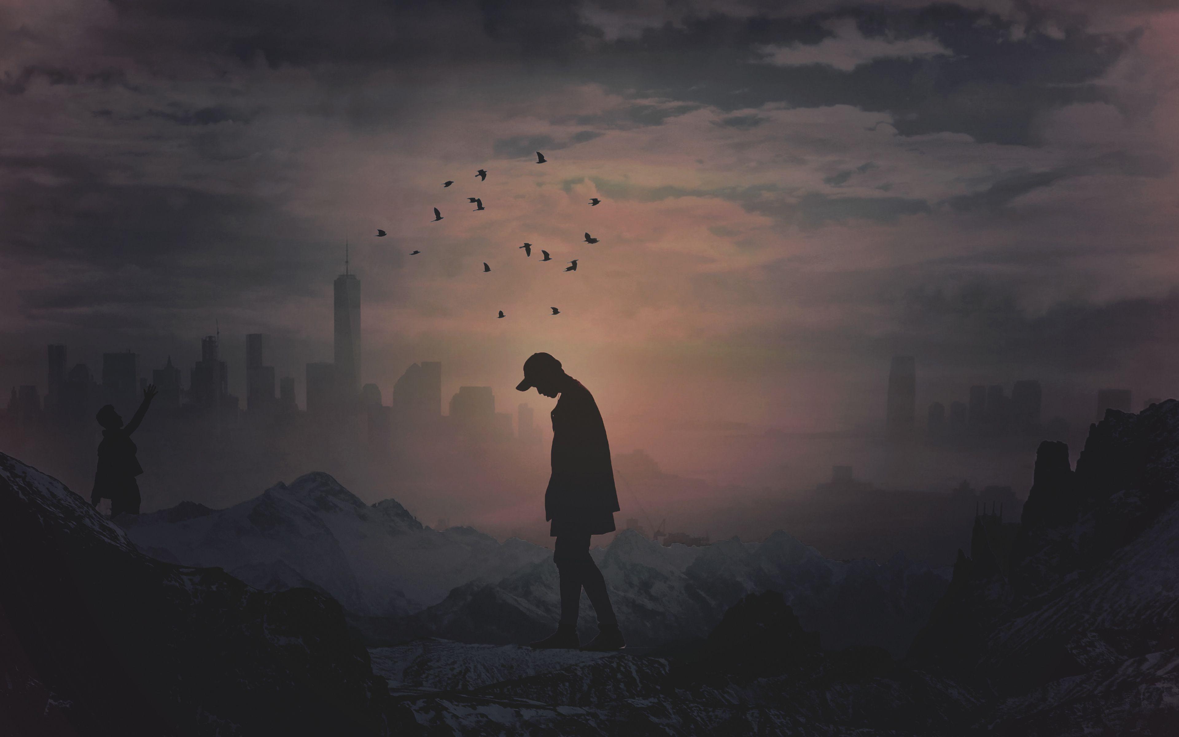 3840x2400 Alone Silhouette 4K Wallpaper