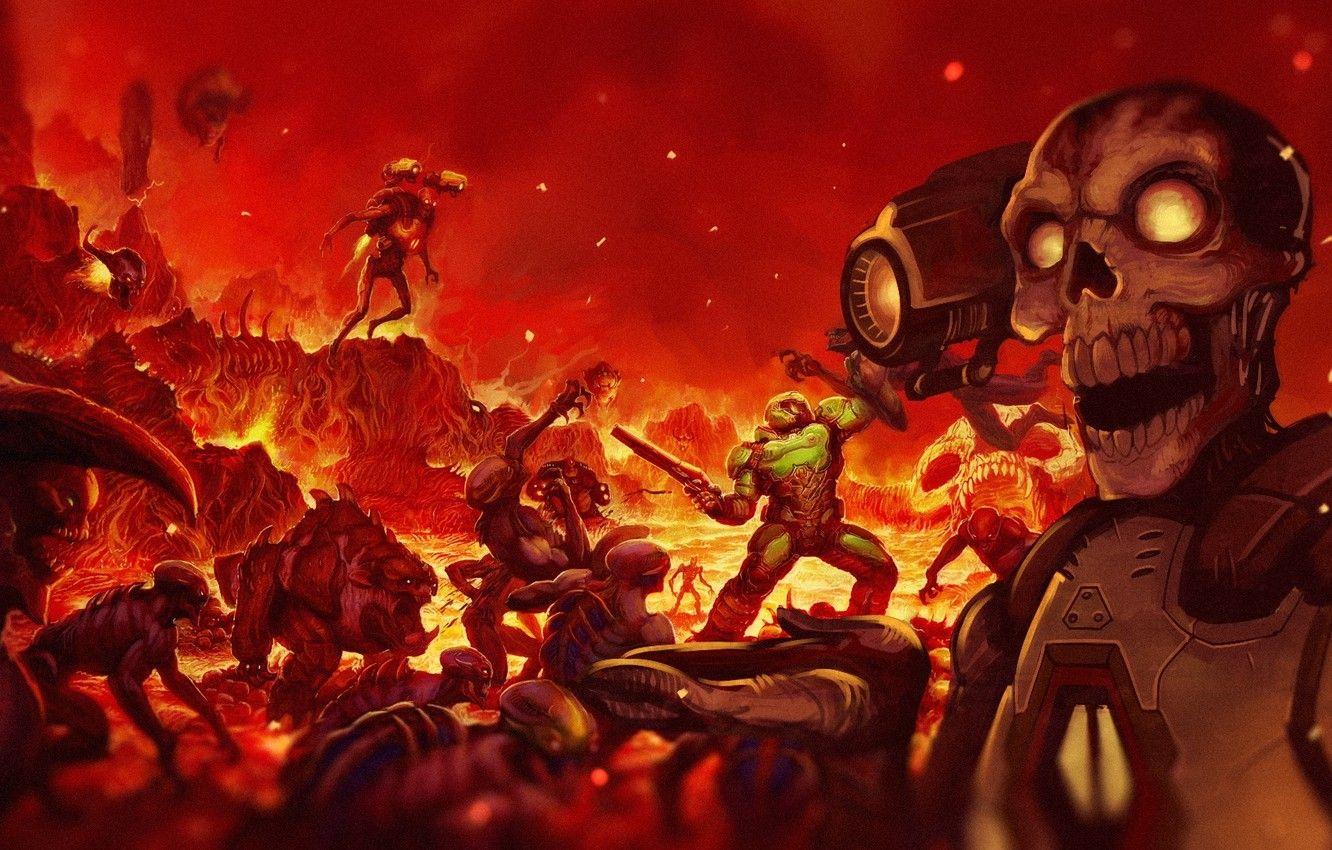 1332x850 Wallpaper the game, Bethesda Softworks, hell, Doom, id software, Revenant, DoomGuy image for desktop, section игры