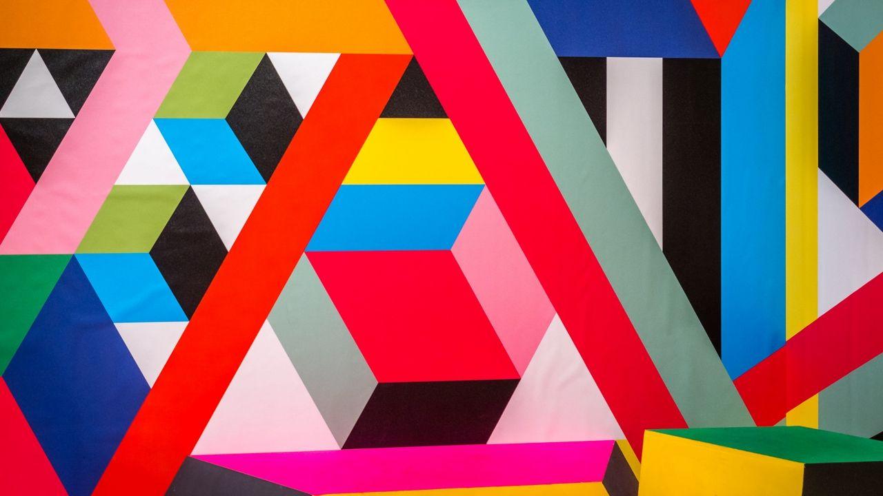 1280x720 Wallpaper abstraction pattern modern art geometric colorful shapes lines