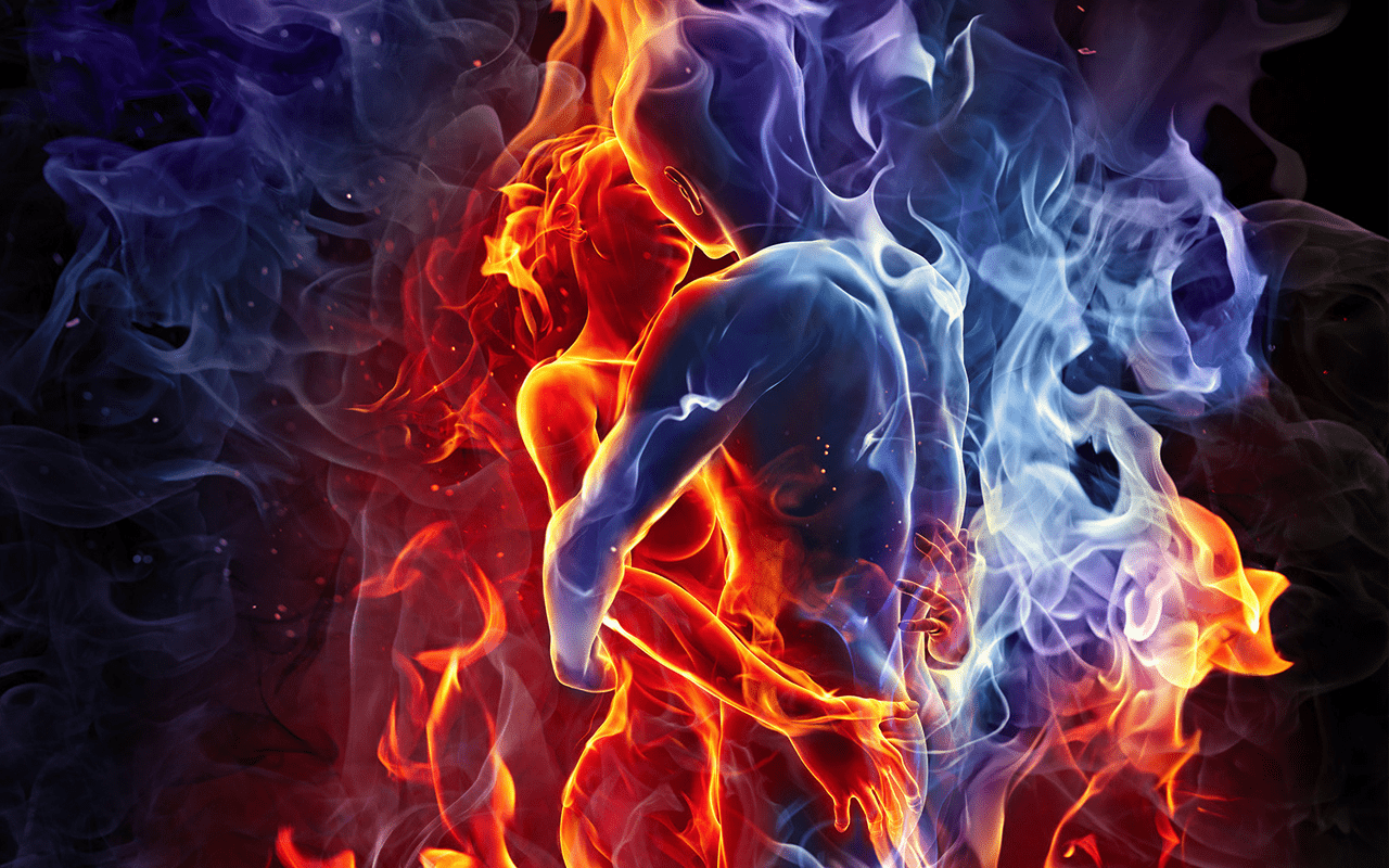 1280x800 Cool Fire and Water Wallpaper