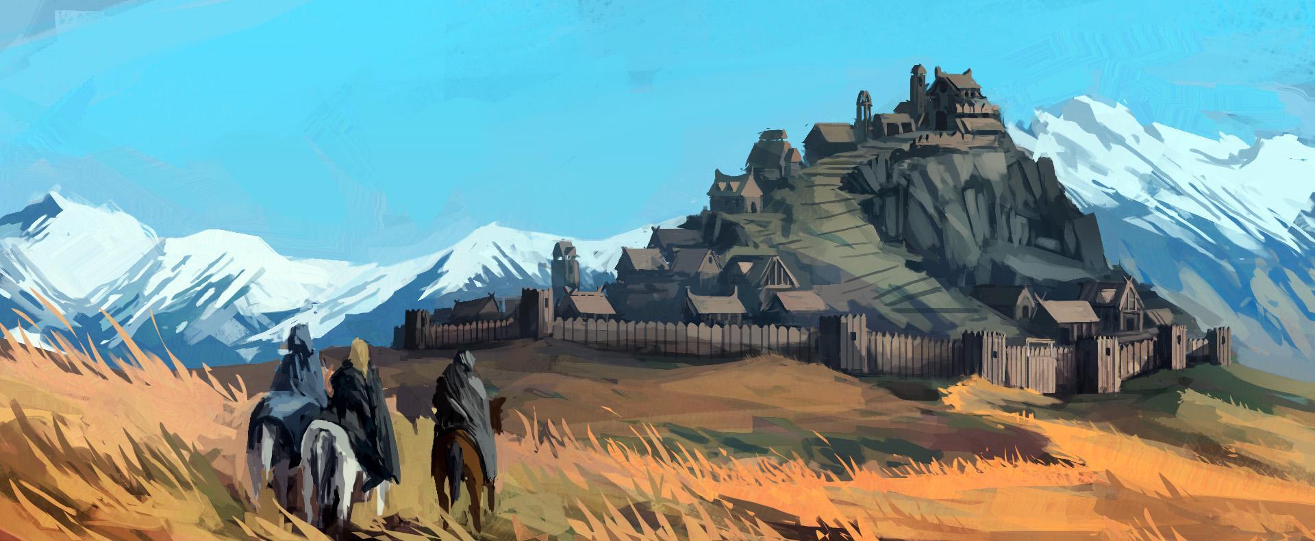 1920x790 Stylized take on Edoras [Fanart]