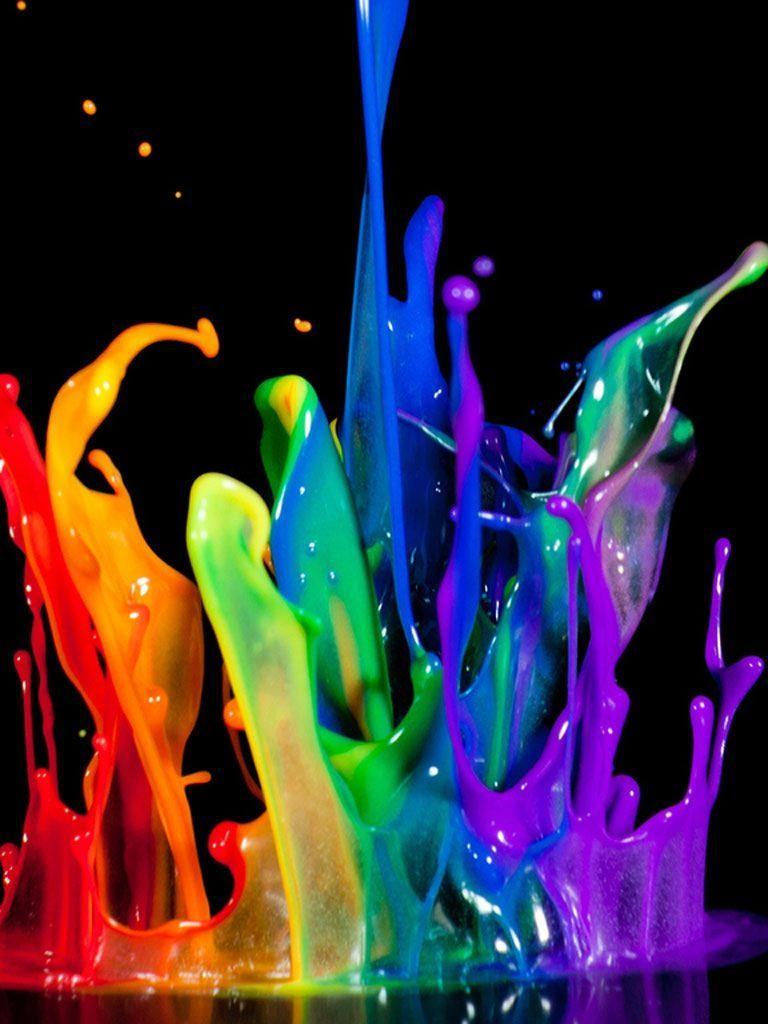 768x1024 Rainbow Paint Drip Wallpaper