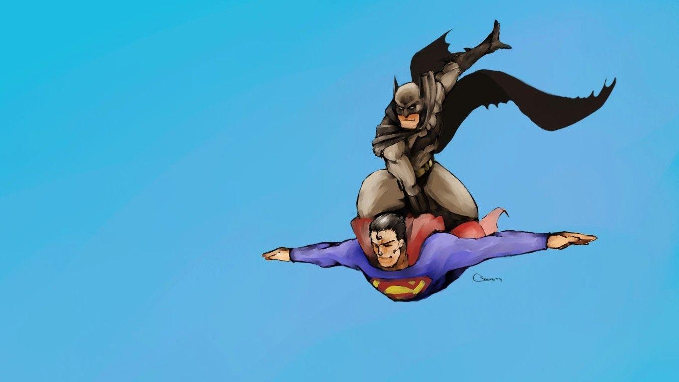 1366x768 Superman, #Batman. Wallpaper No. 113308. Batman funny, Batman and superman, Batman