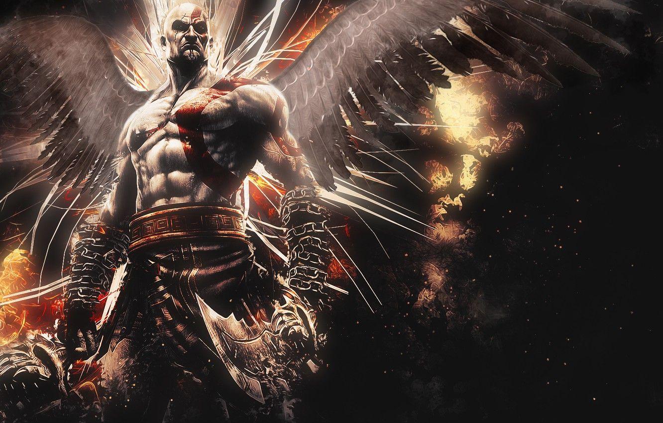 1332x850 Wallpaper abstract, Kratos, God of War, wings, background, video game, Ascension, blades, God of War: Ascension, mighty image for desktop, section игры