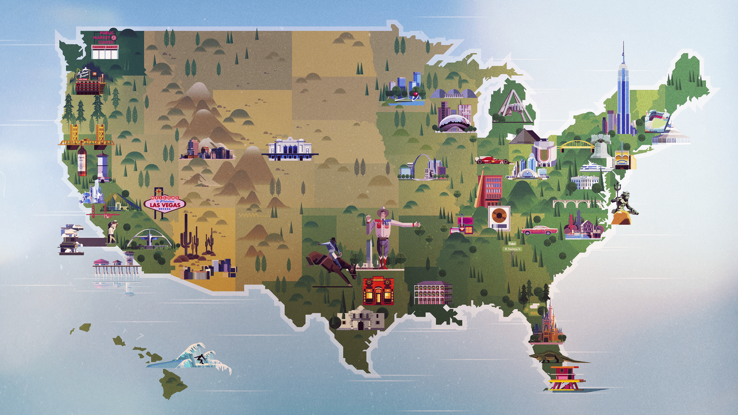 2560x1440 USA Map by James Gilleard [2560x1440]