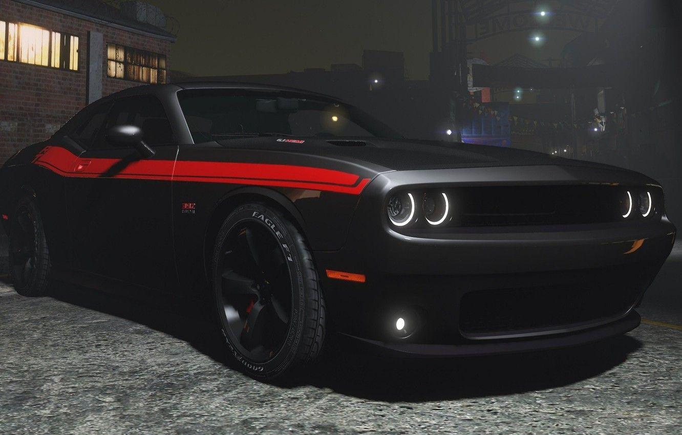 1332x850 Wallpaper night, black, Dodge, Challenger, GTA - for desktop, section игры